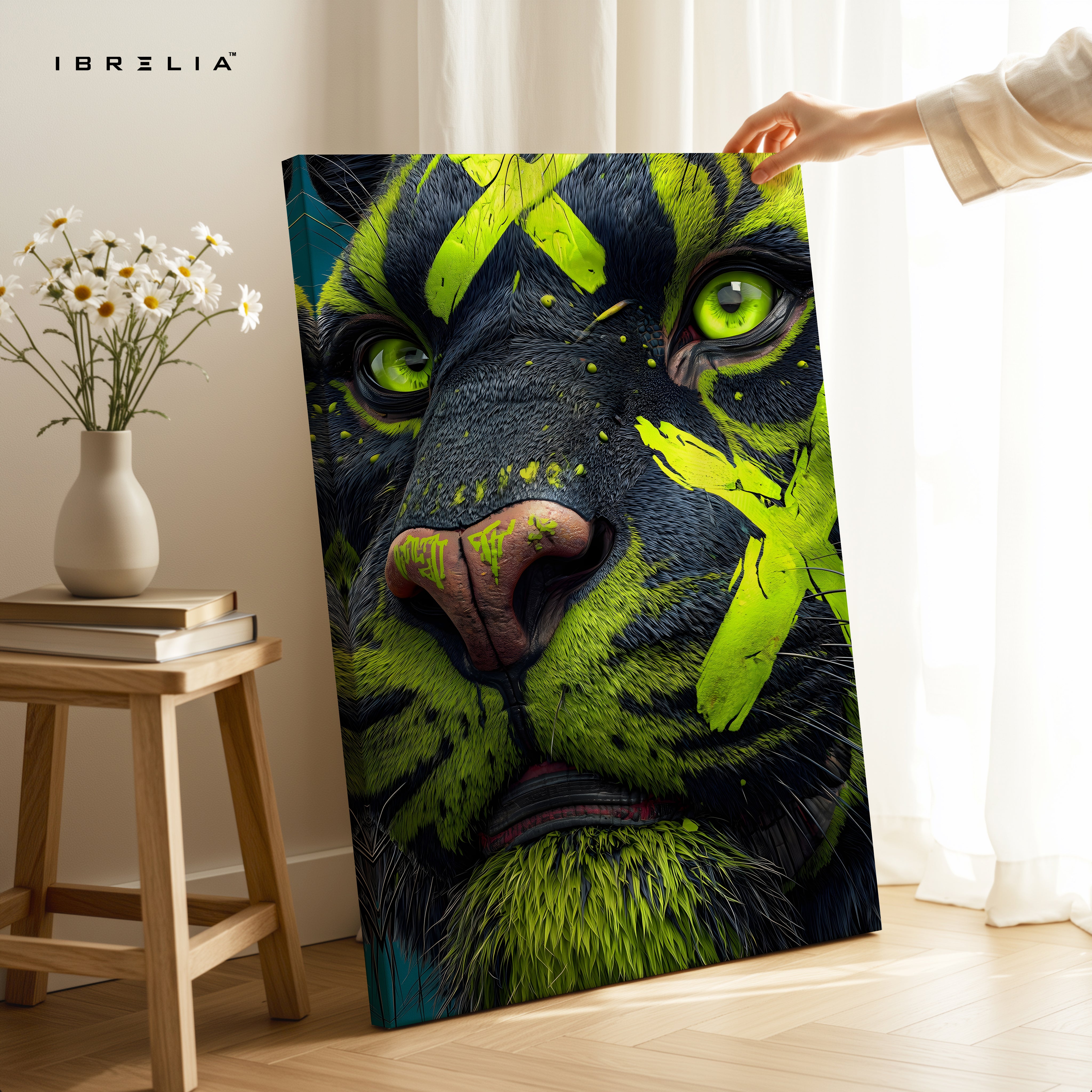 Neon Panther Close-Up Pop Art – 4K Ultra Wrap Frame Wall Art in Pakistan | IBRELIA™
