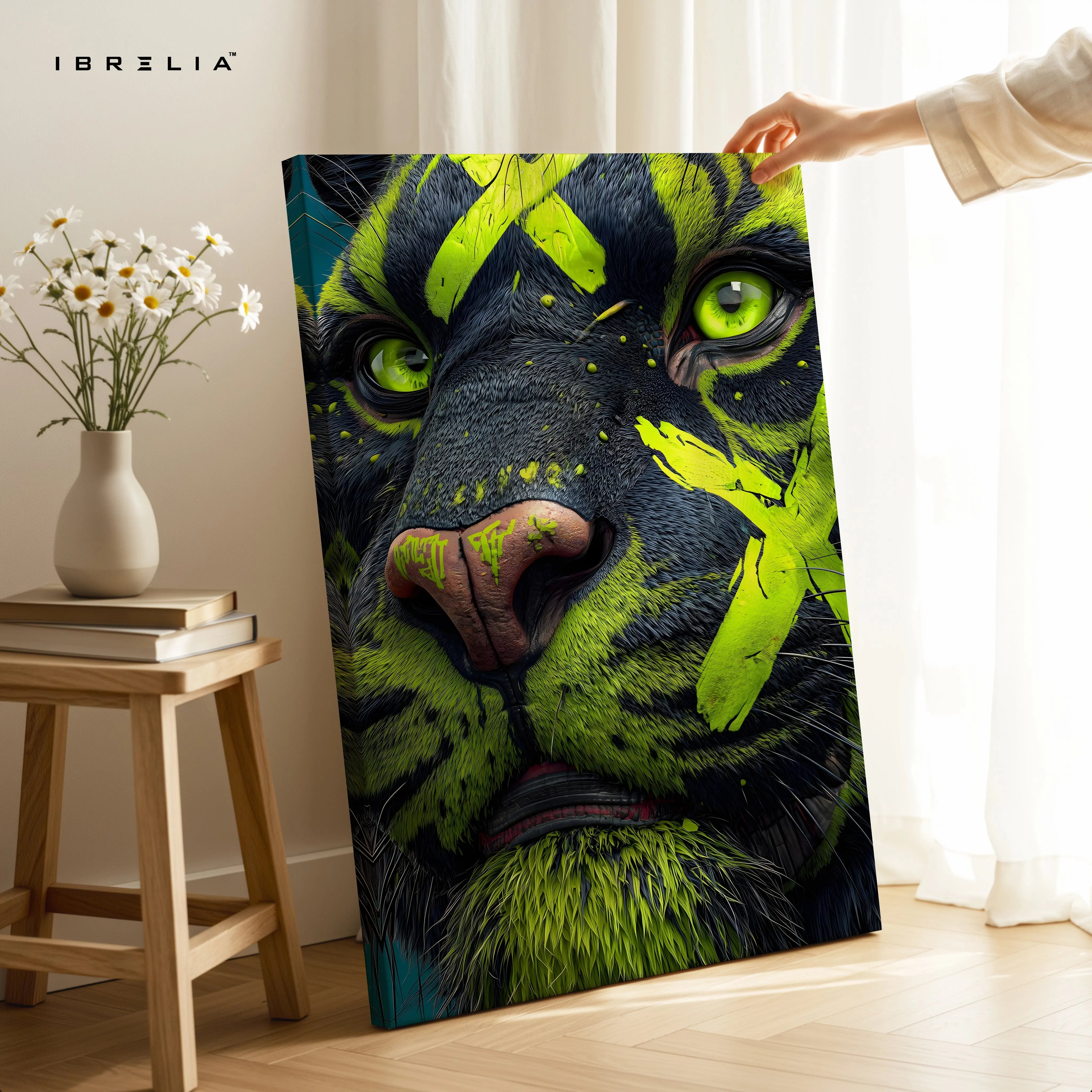 Neon Panther Close-Up Pop Art – 4K Ultra Wrap Frame Wall Art in Pakistan | IBRELIA™ IBRELIA