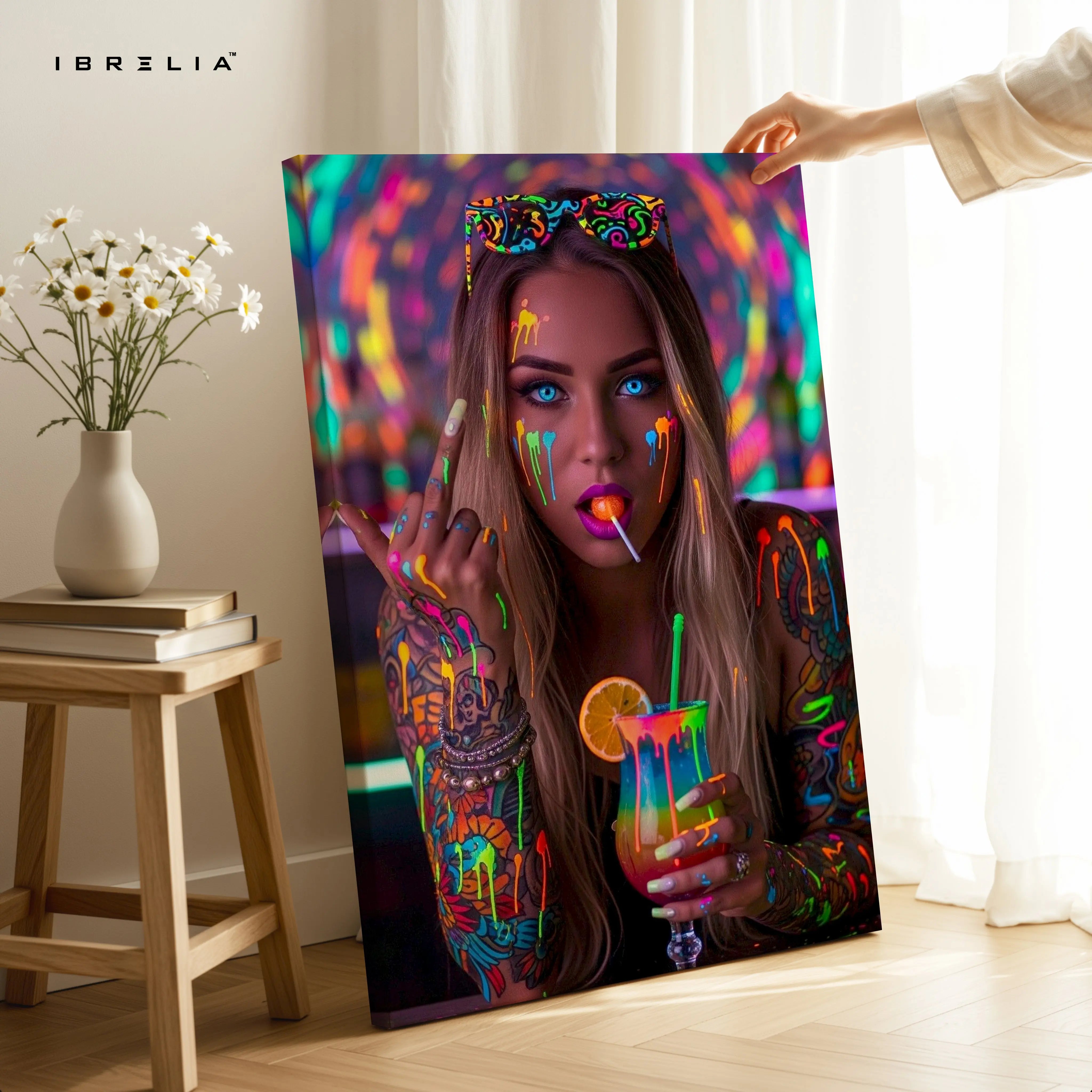 Neon Rebel Street Girl Art – 4K Ultra Wrap Frame Wall Art in Pakistan | IBRELIA™ IBRELIA