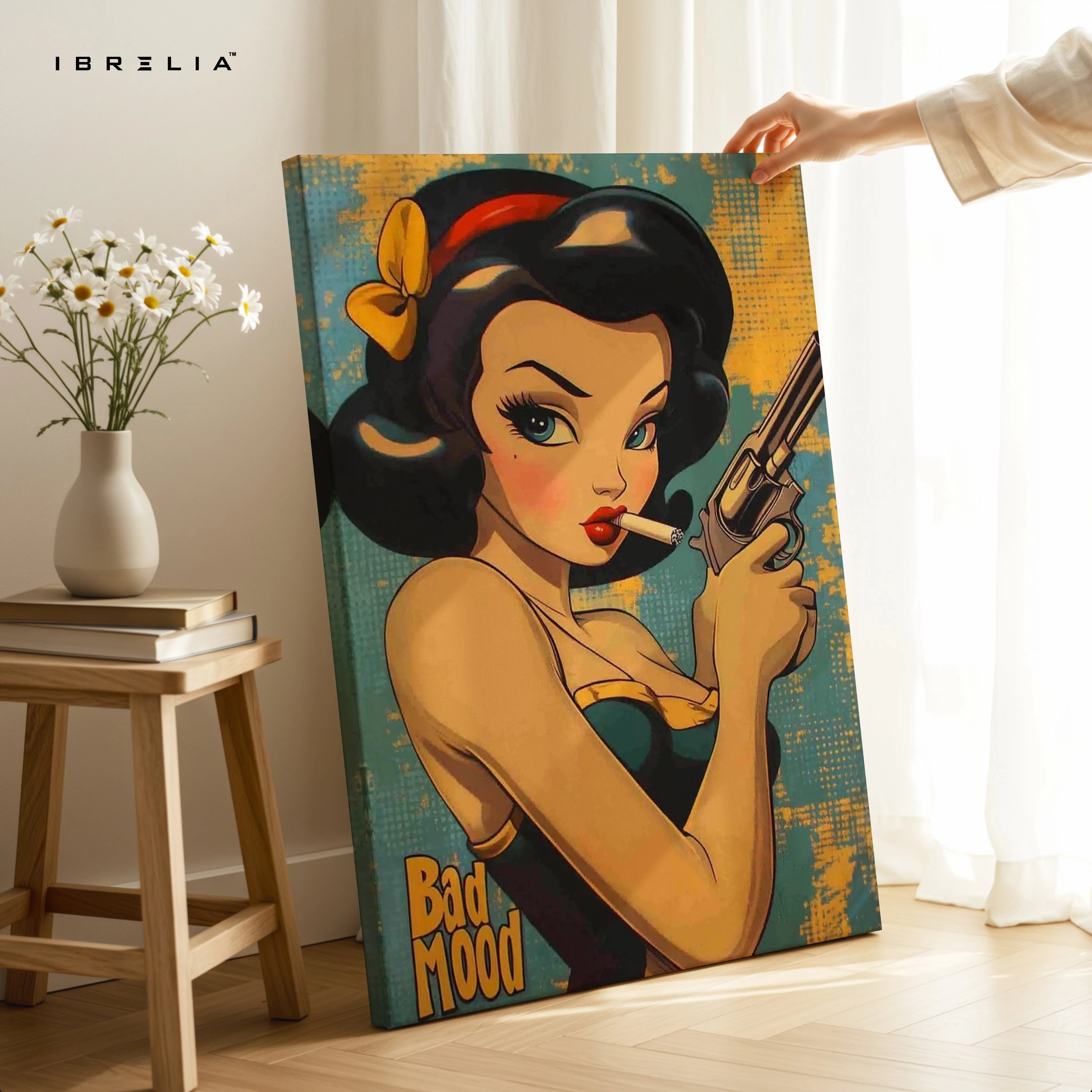 Bad Mood Pin-Up Noir – Vintage Femme Fatale Pop Art | 4K Ultra Wrap Frame Wall Art in Pakistan | IBRELIA™ IBRELIA