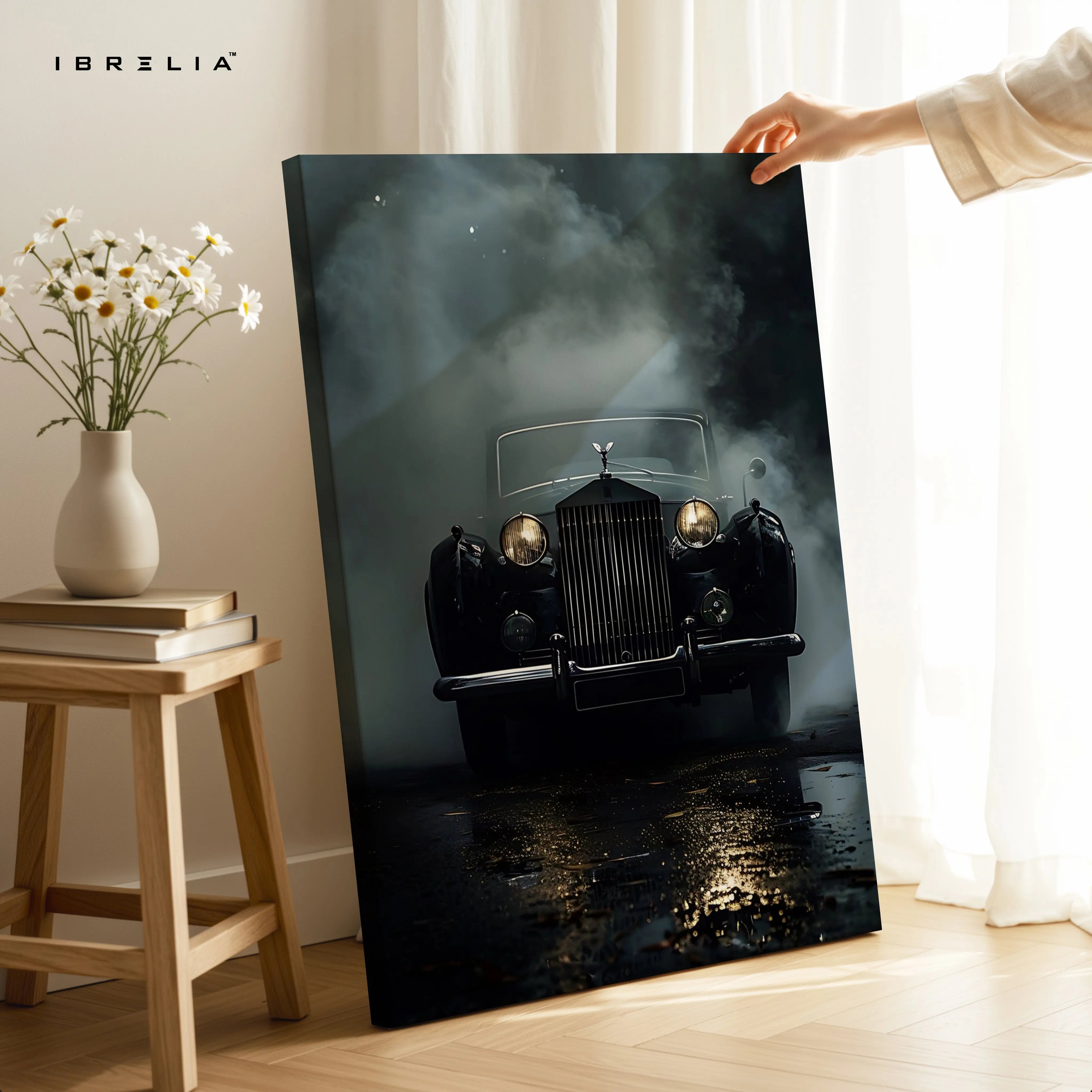 Vintage Noir Elegance – Classic Luxury Car Cinematic Art | 4K Ultra Wrap Frame Wall Art in Pakistan | IBRELIA™ IBRELIA