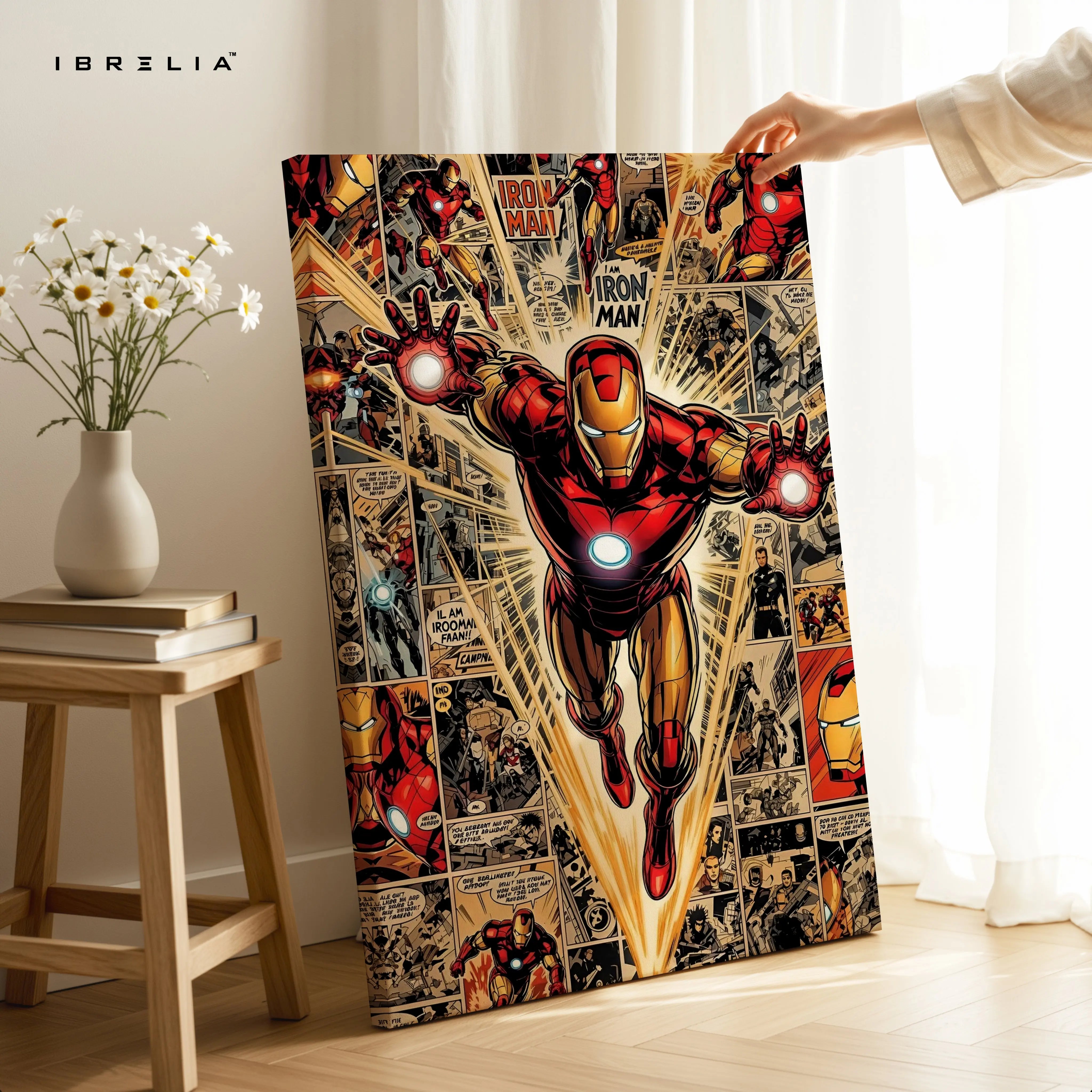 Iron Man Comic Collage Art – 4K Ultra Wrap Frame Wall Art in Pakistan | IBRELIA™ IBRELIA