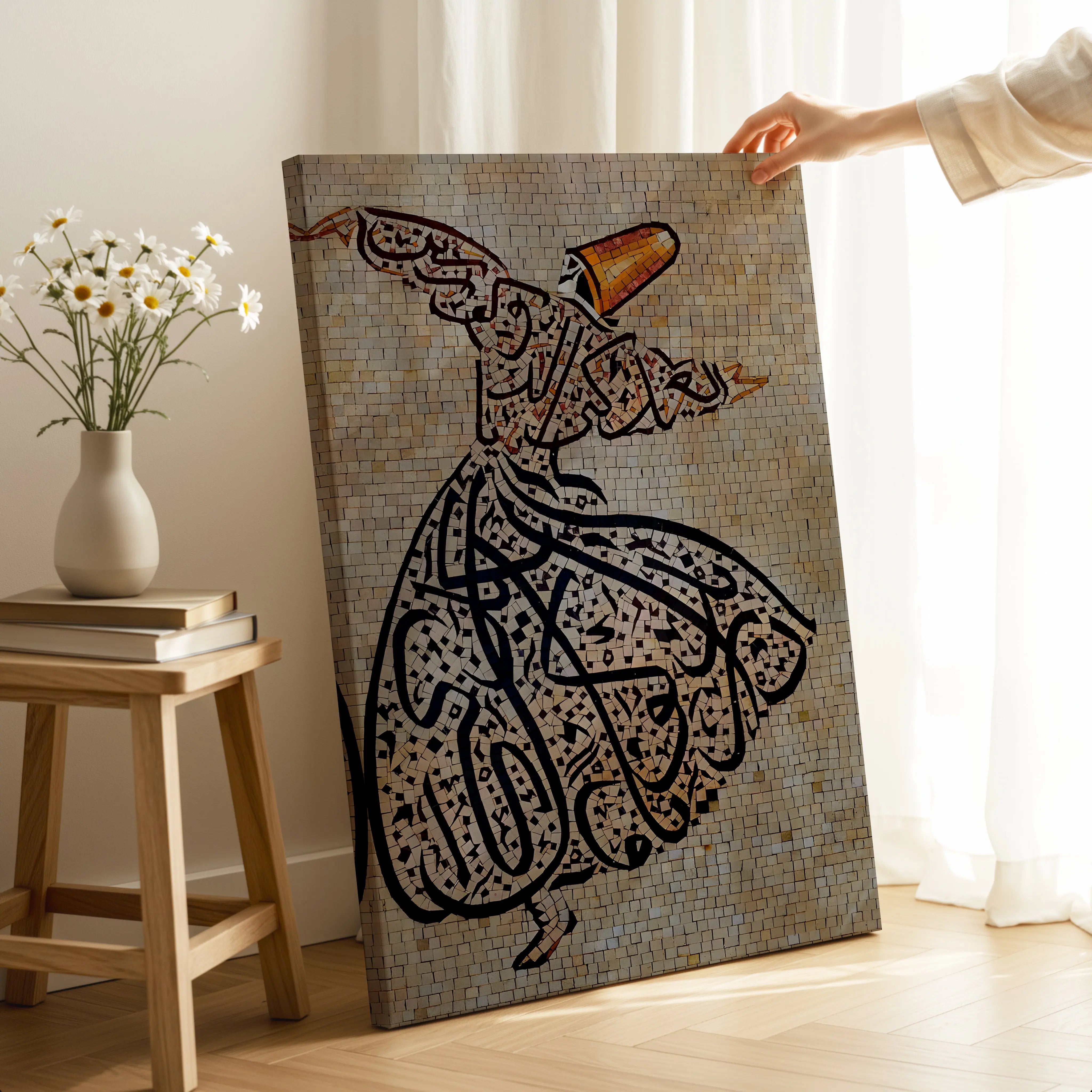Whirling Dervish Mosaic Art – Sufi Spiritual Dance Wall Art | 4K Ultra Wrap Frame Wall Art in Pakistan | IBRELIA™ IBRELIA