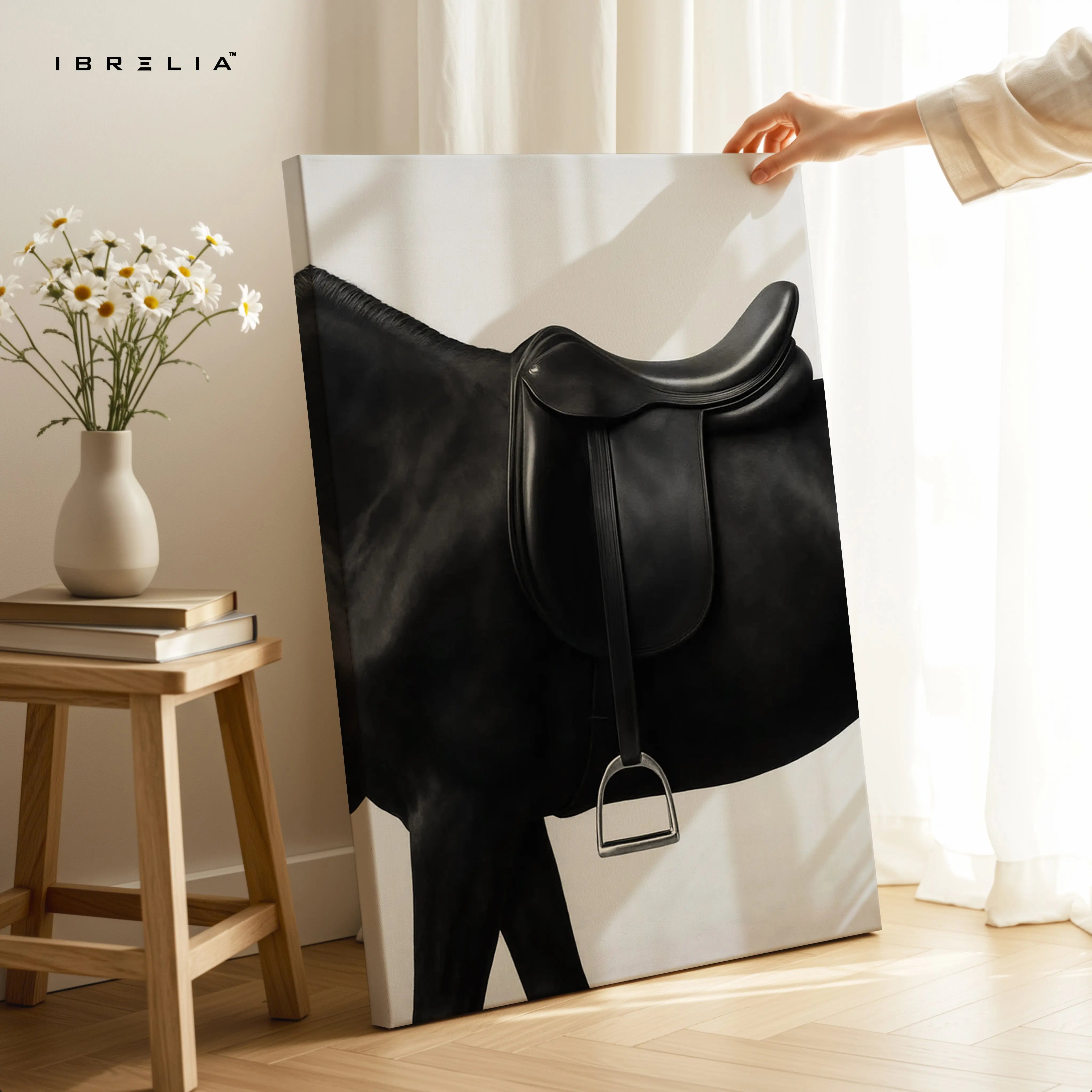 Equestrian Saddle Minimal Art – Luxury Horse Detail Modern Wall Art | 4K Ultra Wrap Frame Wall Art in Pakistan | IBRELIA™ IBRELIA