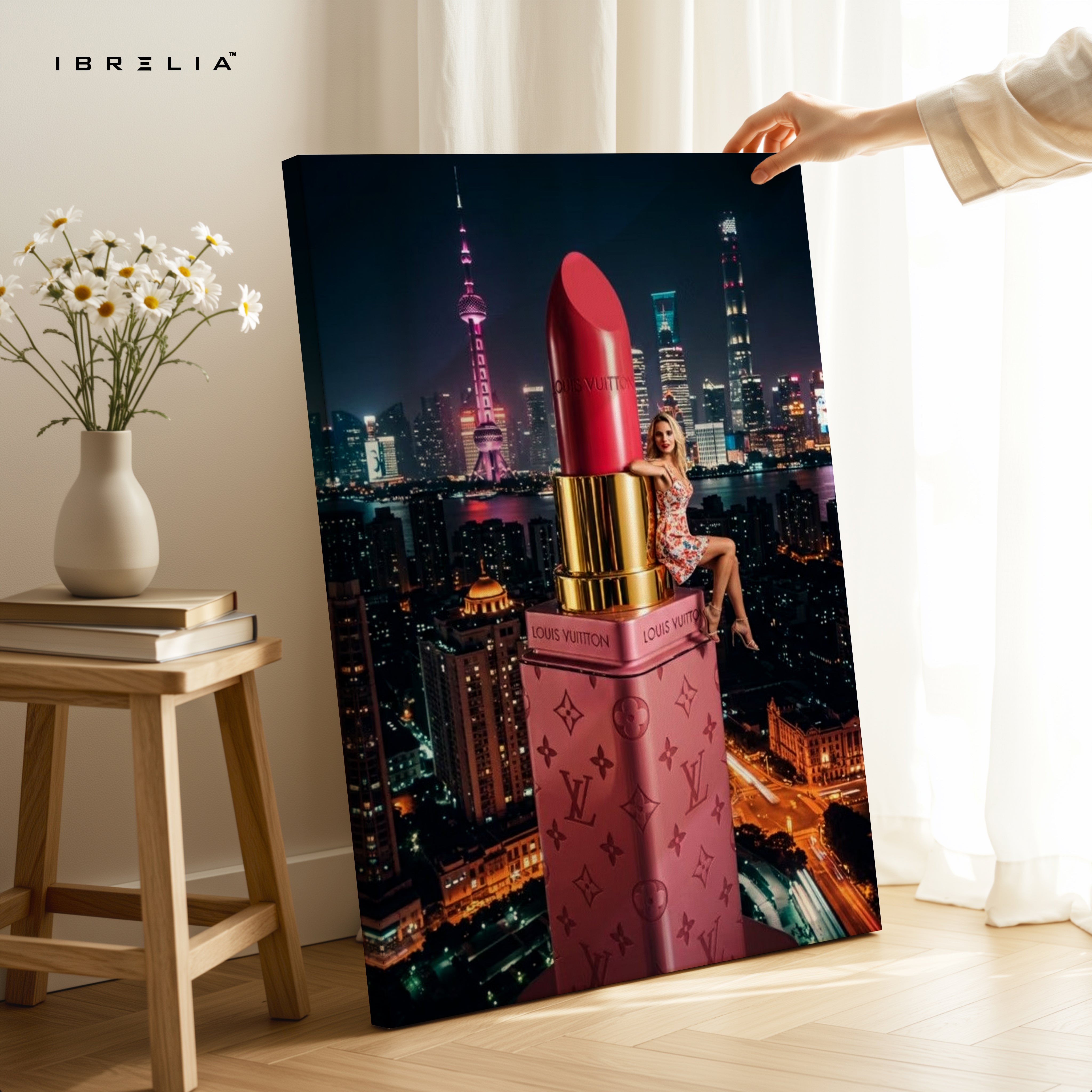 Louis Vuitton Lipstick Skyline Glam Art – 4K Ultra Wrap Frame Wall Art in Pakistan | IBRELIA™