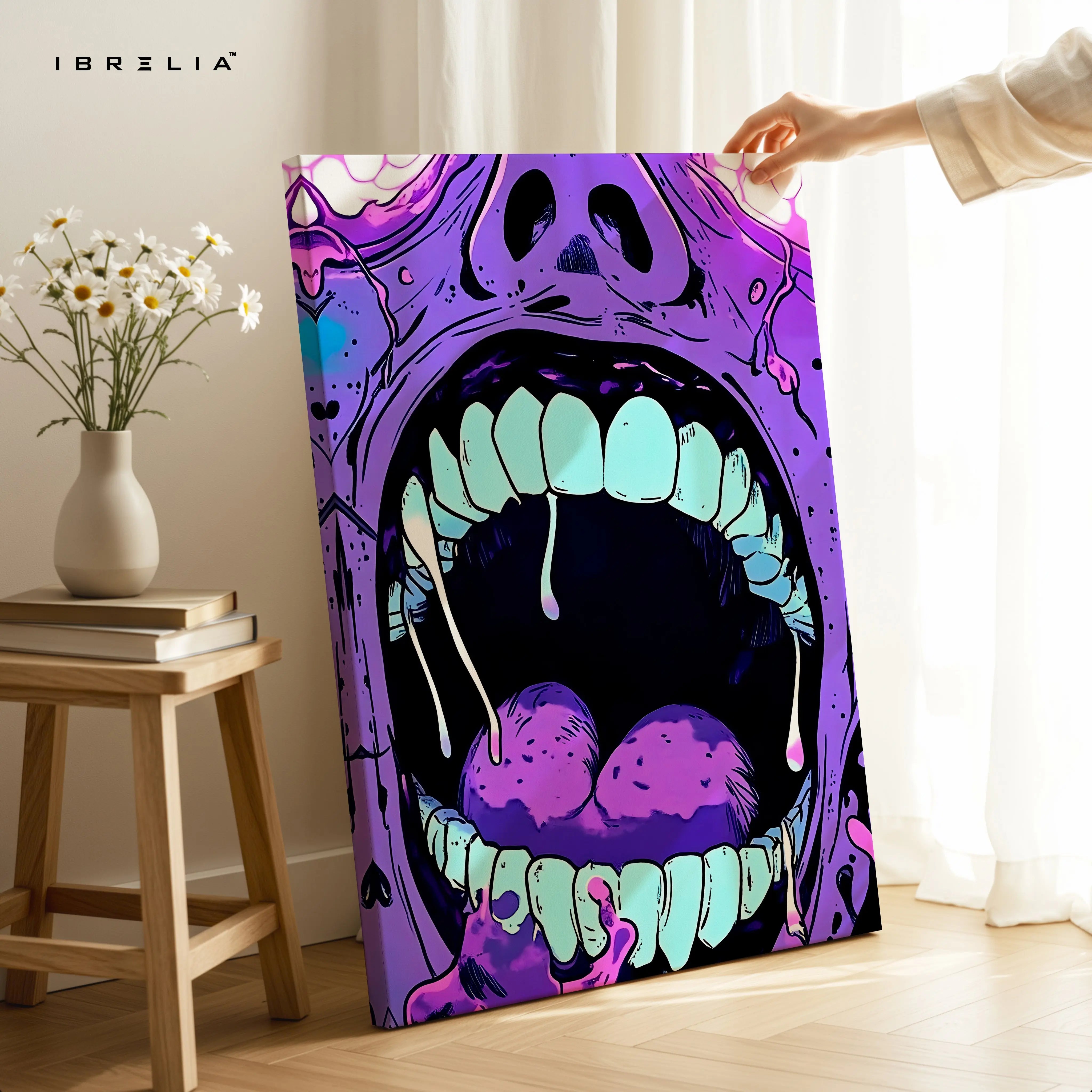 Abstract Neon Scream Wall Art – Urban Graffiti Canvas Frame | Bold Street Art Poster Pakistan | IBRELIA™ IBRELIA