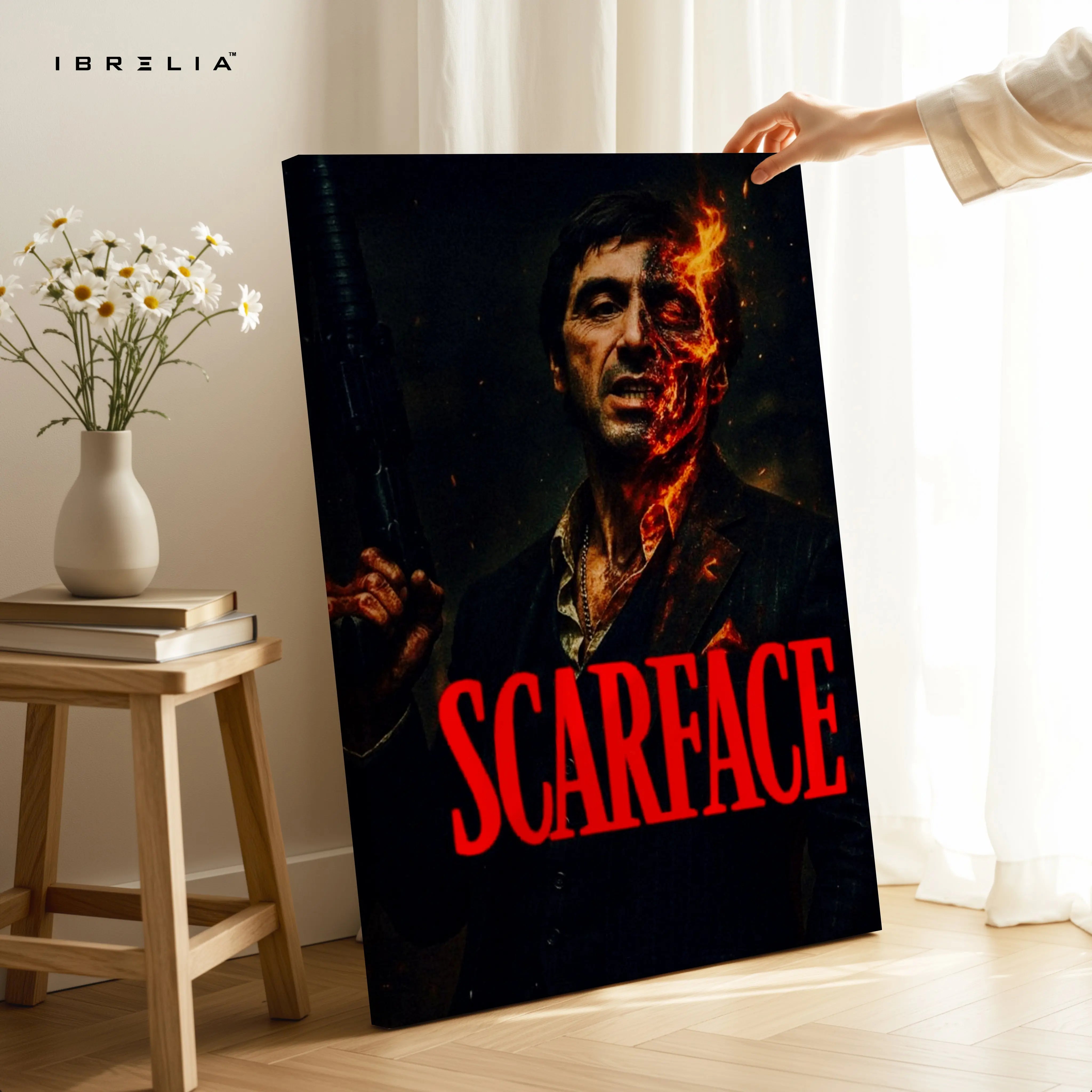 Scarface Inferno Portrait – Cinematic Crime Art 4K Ultra Wrap Frame Wall Art in Pakistan | IBRELIA™ IBRELIA