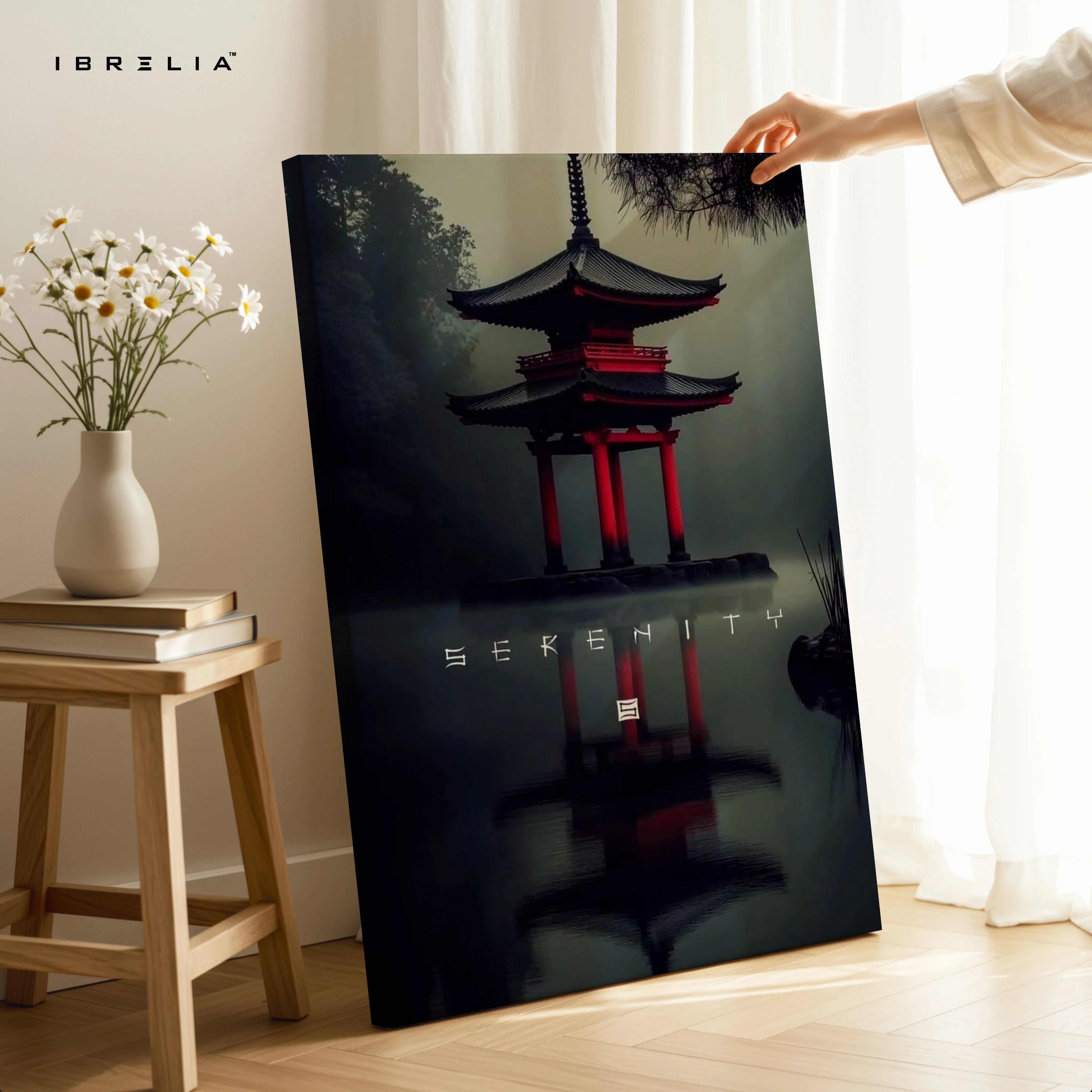 Serenity Pagoda Reflection Art – Zen Minimal Japanese Temple Wall Art | 4K Ultra Wrap Frame Wall Art in Pakistan | IBRELIA™ IBRELIA
