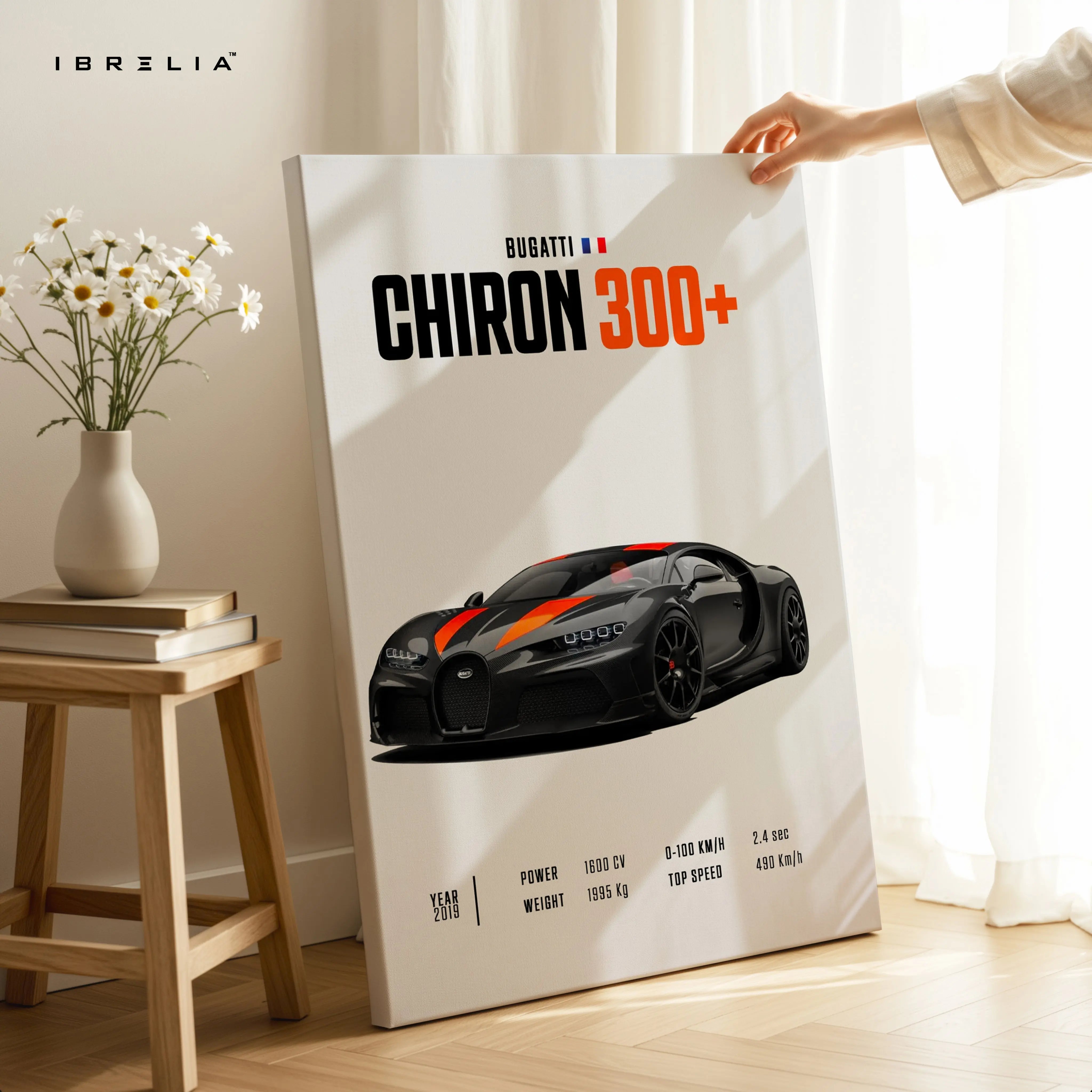 Bugatti Chiron 300+ Minimal Hypercar Wall Art – Luxury Supercar Poster | 4K Ultra Wrap Frame Wall Art in Pakistan | IBRELIA™ IBRELIA