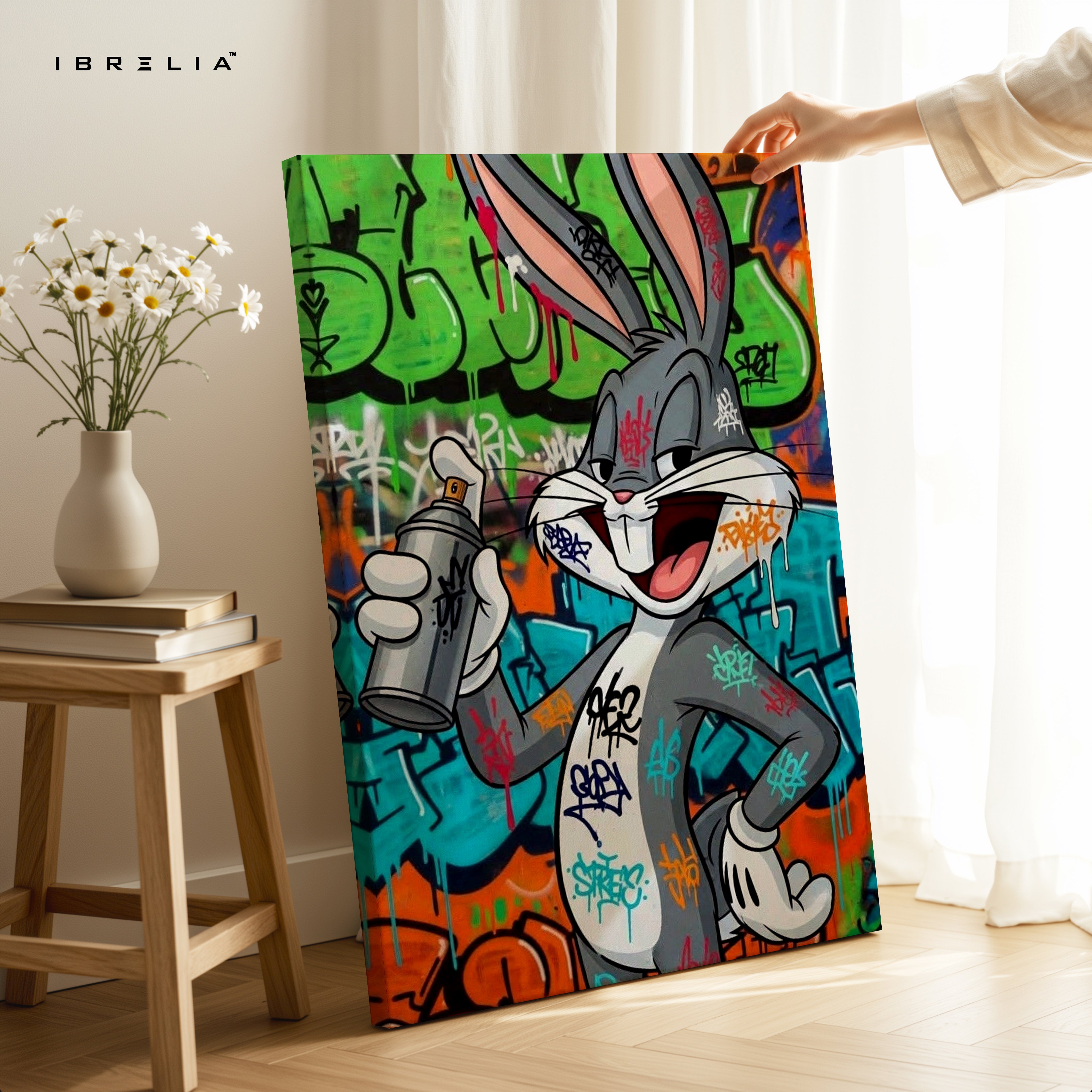 Bugs Bunny Graffiti Street Art – 4K Ultra Wrap Frame Wall Art in Pakistan | IBRELIA™