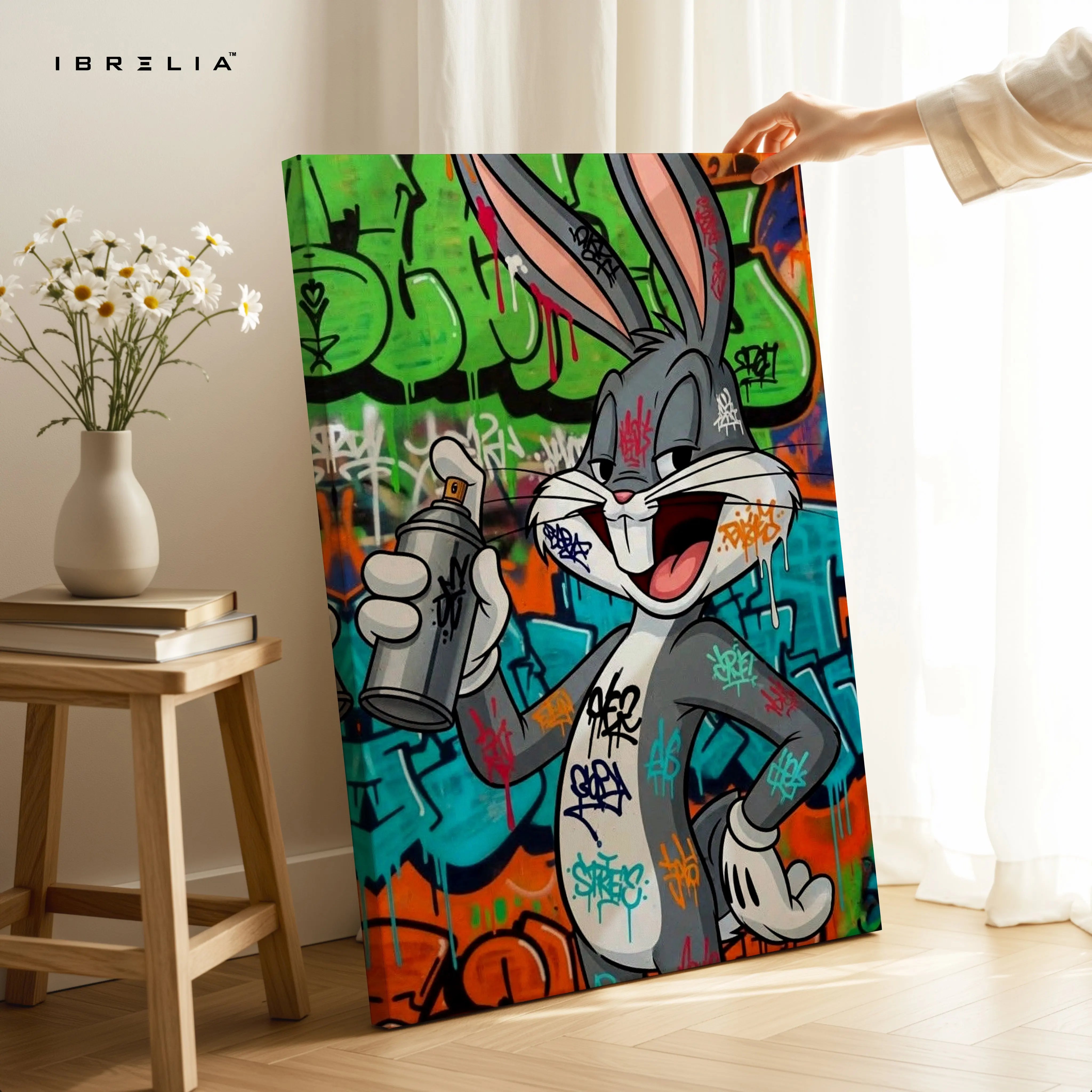 Bugs Bunny Graffiti Street Art – 4K Ultra Wrap Frame Wall Art in Pakistan | IBRELIA™ IBRELIA