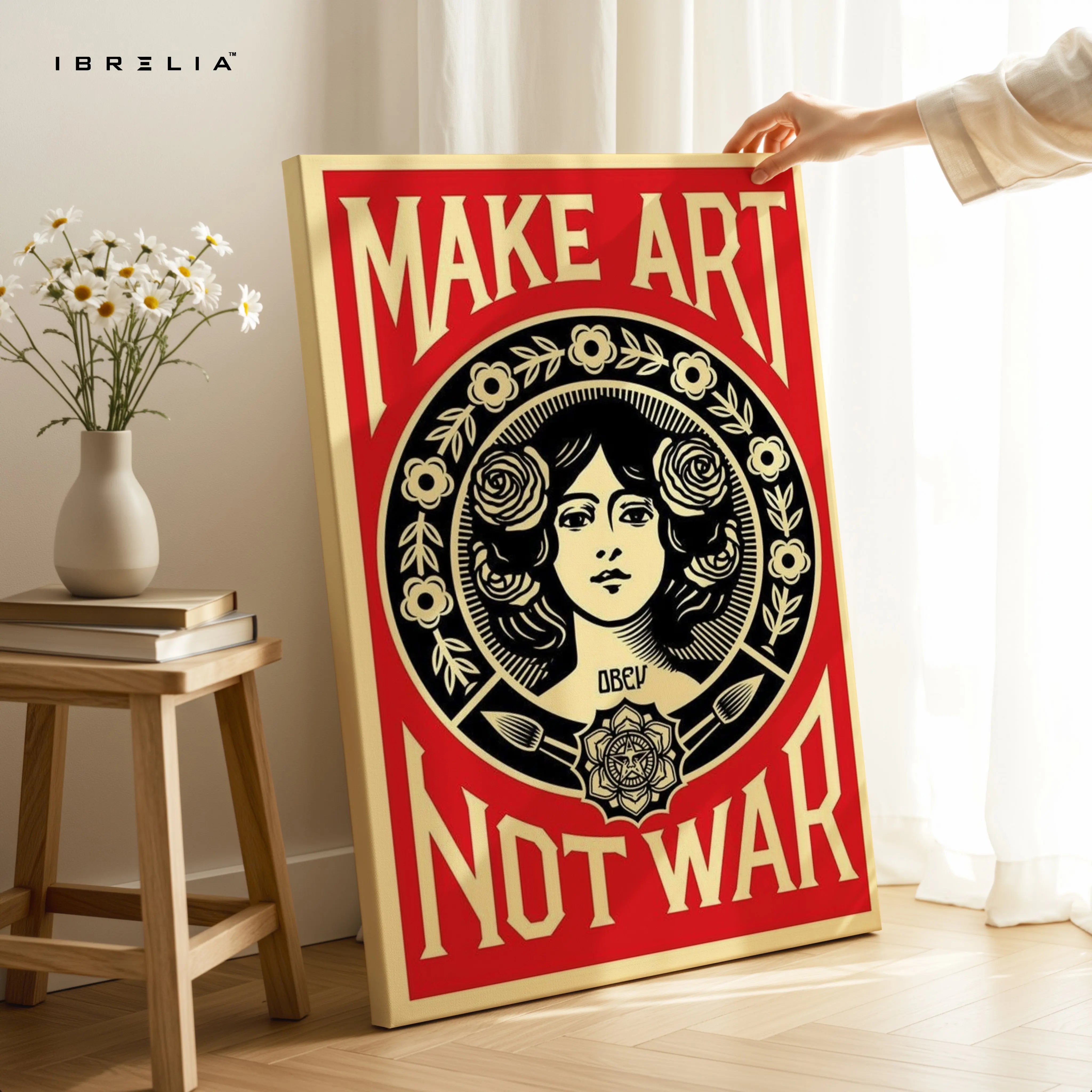 Make Art Not War – Bold Political Pop Art Poster | 4K Ultra Wrap Frame Wall Art in Pakistan | IBRELIA™ IBRELIA