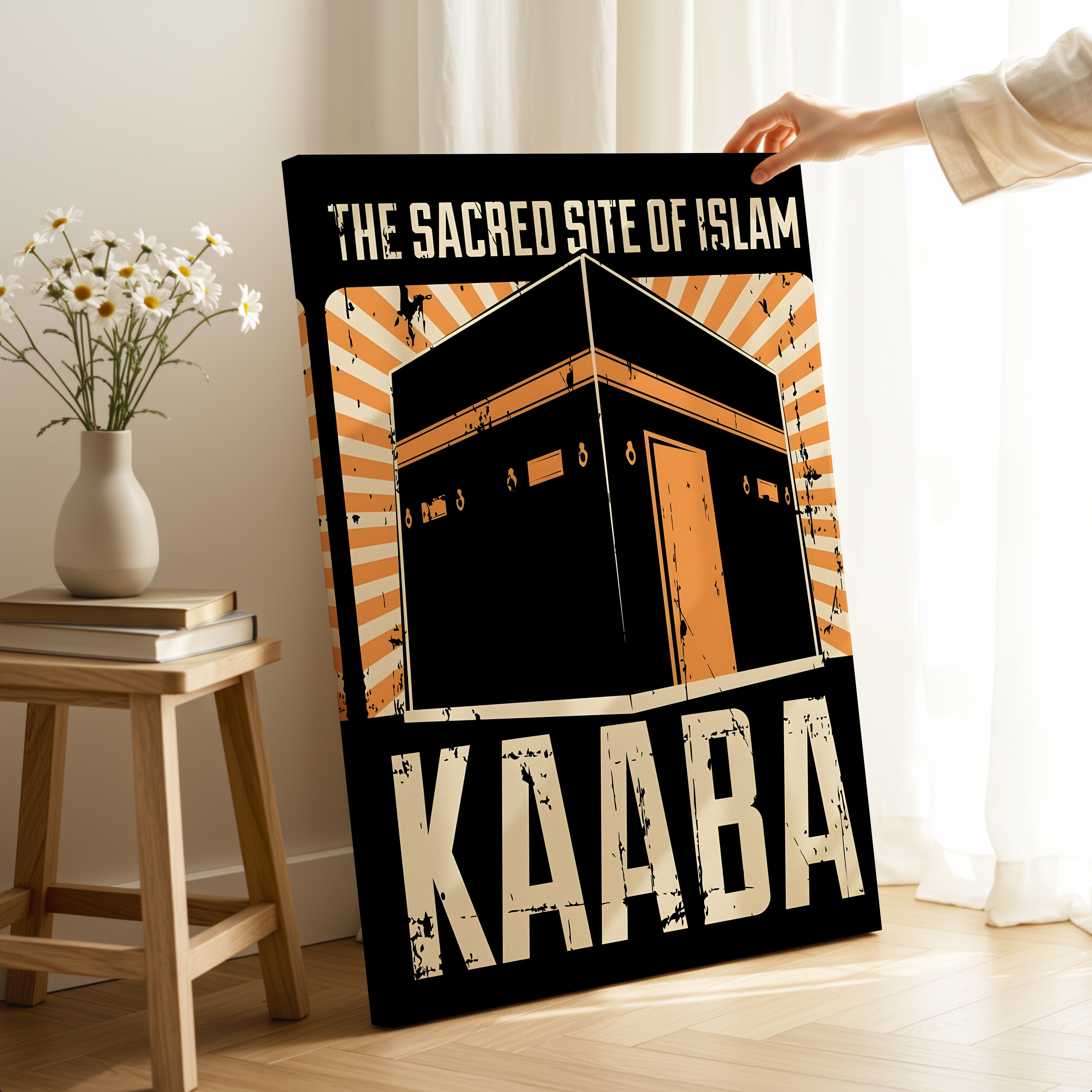 The Sacred Site of Islam – Kaaba Vintage Poster Art | 4K Ultra Wrap Frame Wall Art in Pakistan | IBRELIA™