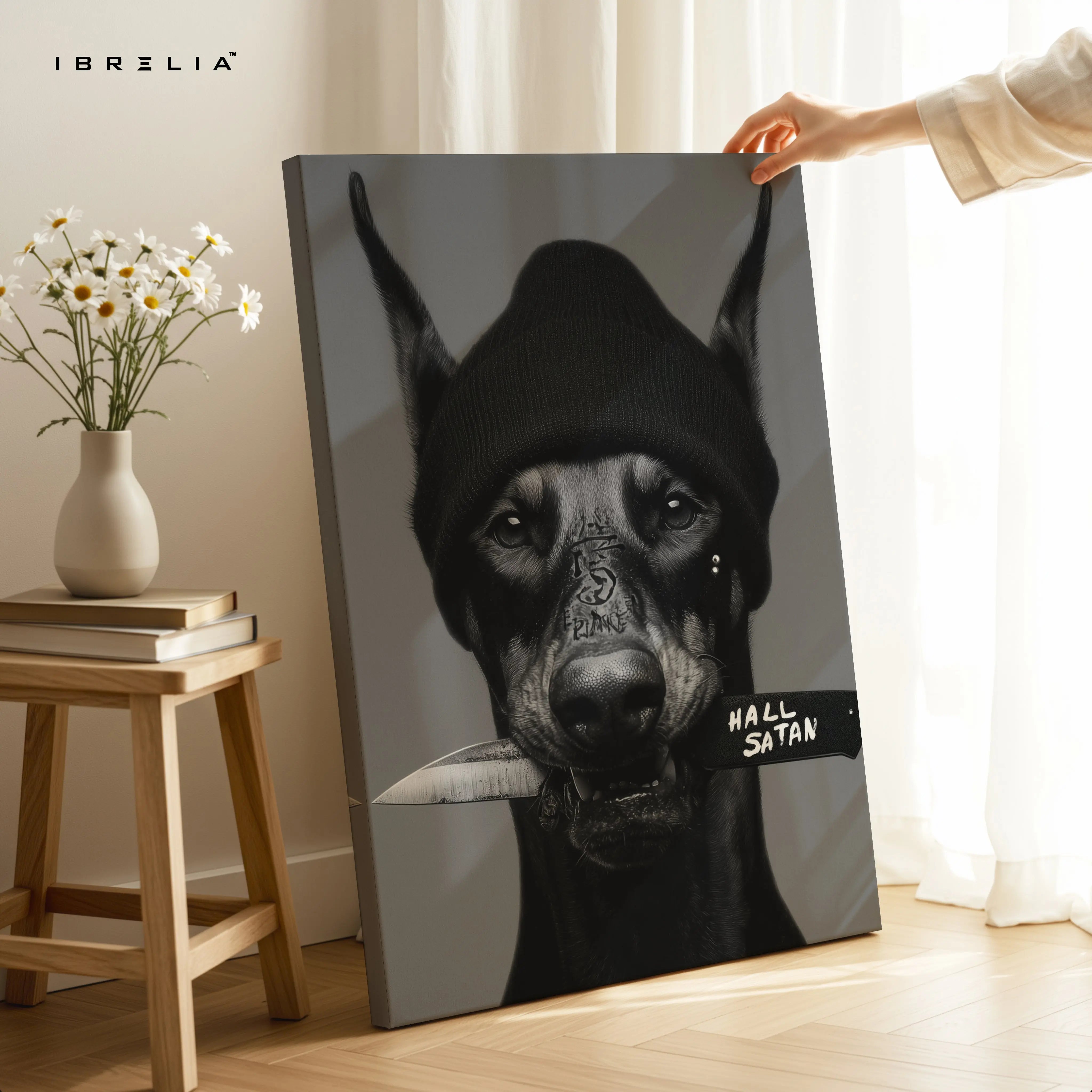 Dark Doberman Street Art – 4K Ultra Wrap Frame Wall Art in Pakistan | IBRELIA™ IBRELIA