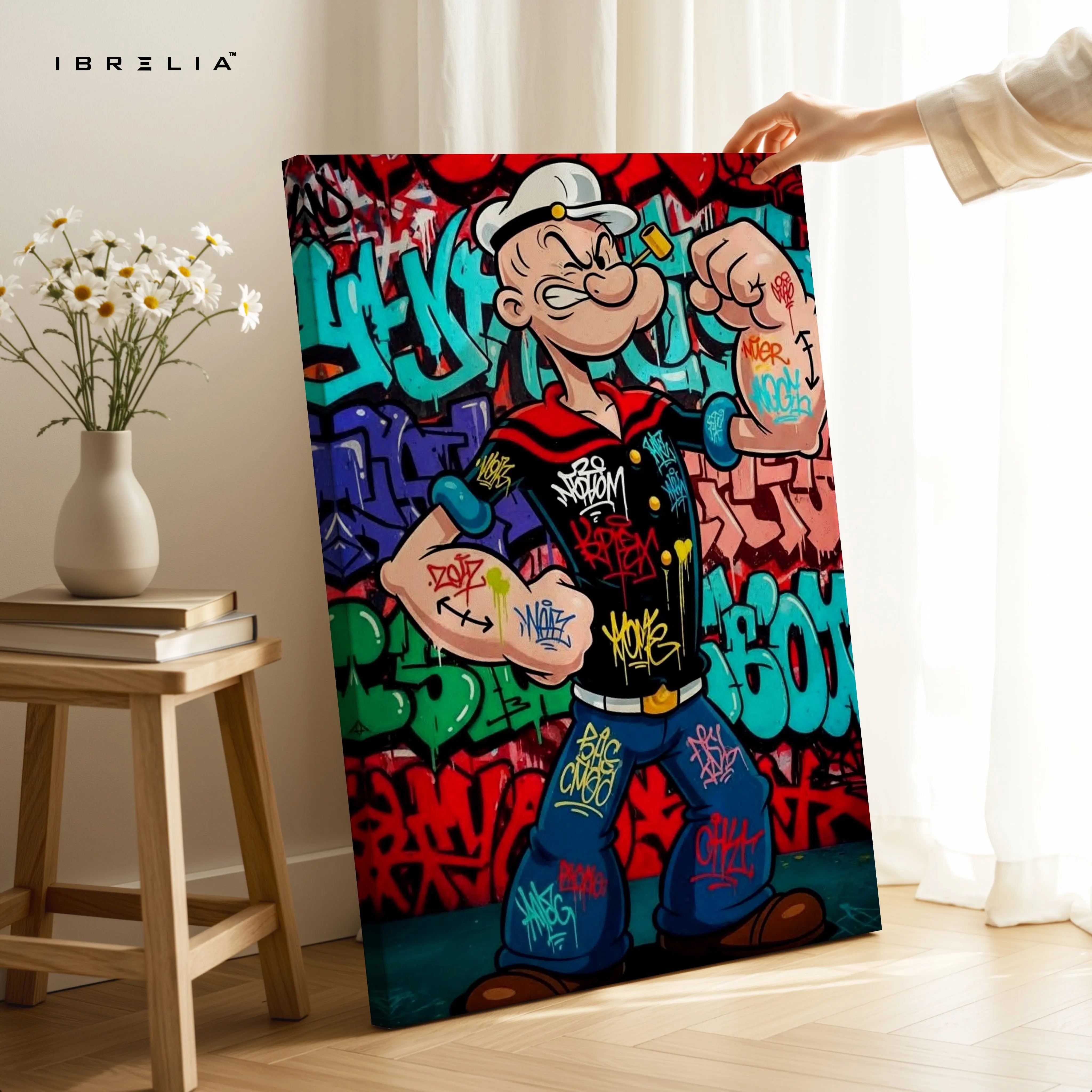 Popeye Street Power Graffiti Art – Urban Muscle Pop Art | 4K Ultra Wrap Frame Wall Art in Pakistan | IBRELIA™ IBRELIA
