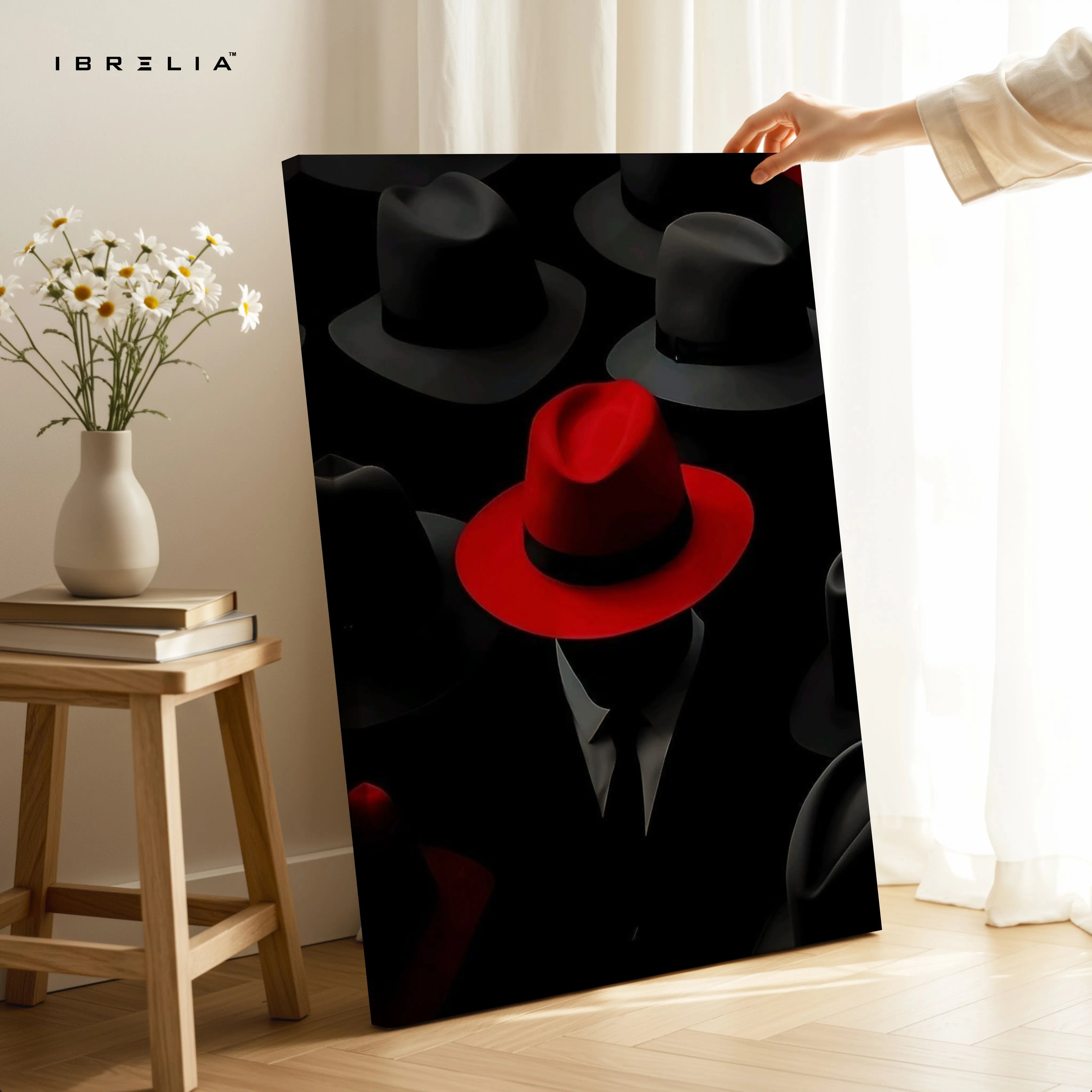 The Red Hat Statement – 4K Ultra Wrap Frame Wall Art in Pakistan | IBRELIA™ IBRELIA