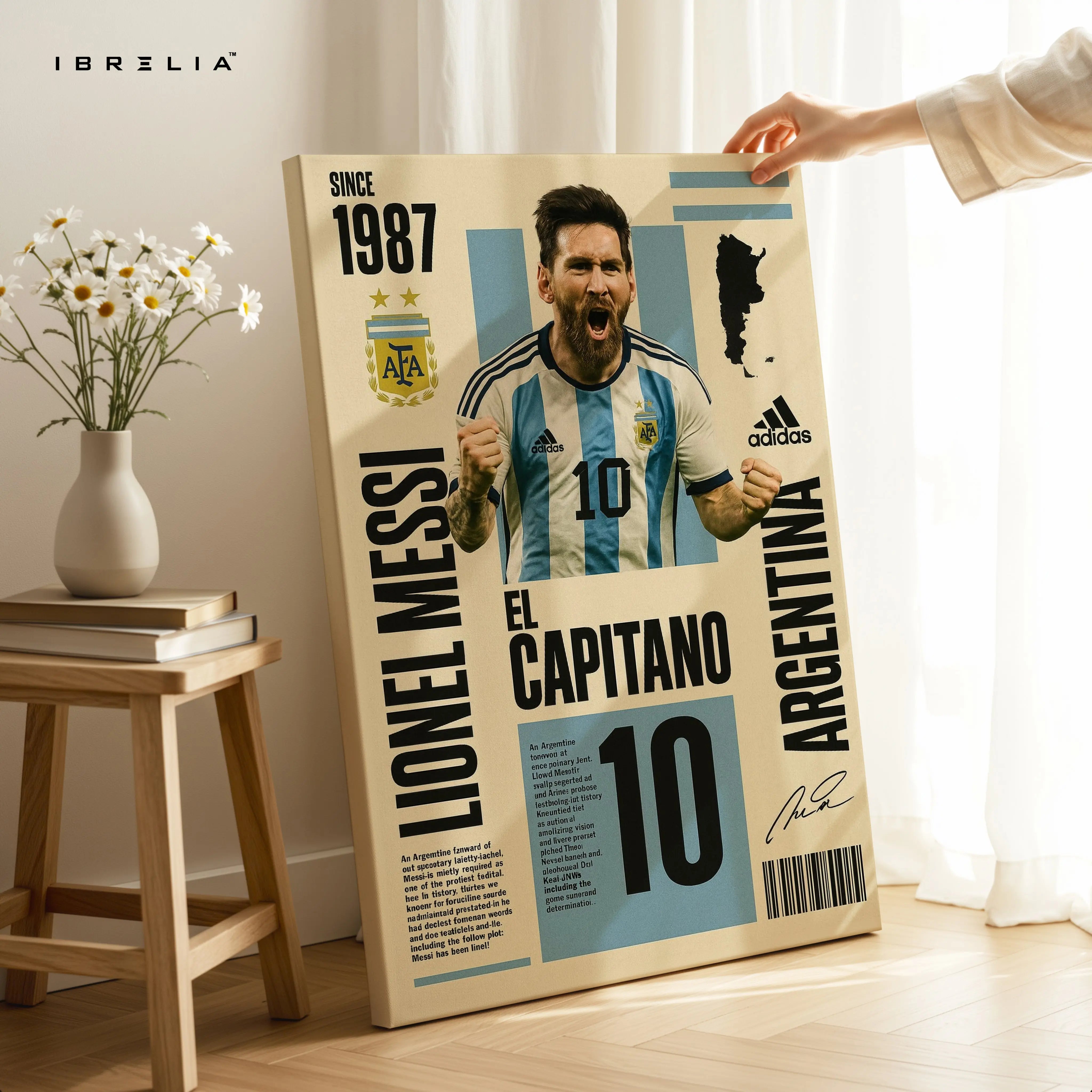 Lionel Messi “El Capitano” Argentina No.10 Poster Art – 4K Ultra Wrap Frame Wall Art in Pakistan | IBRELIA™ IBRELIA