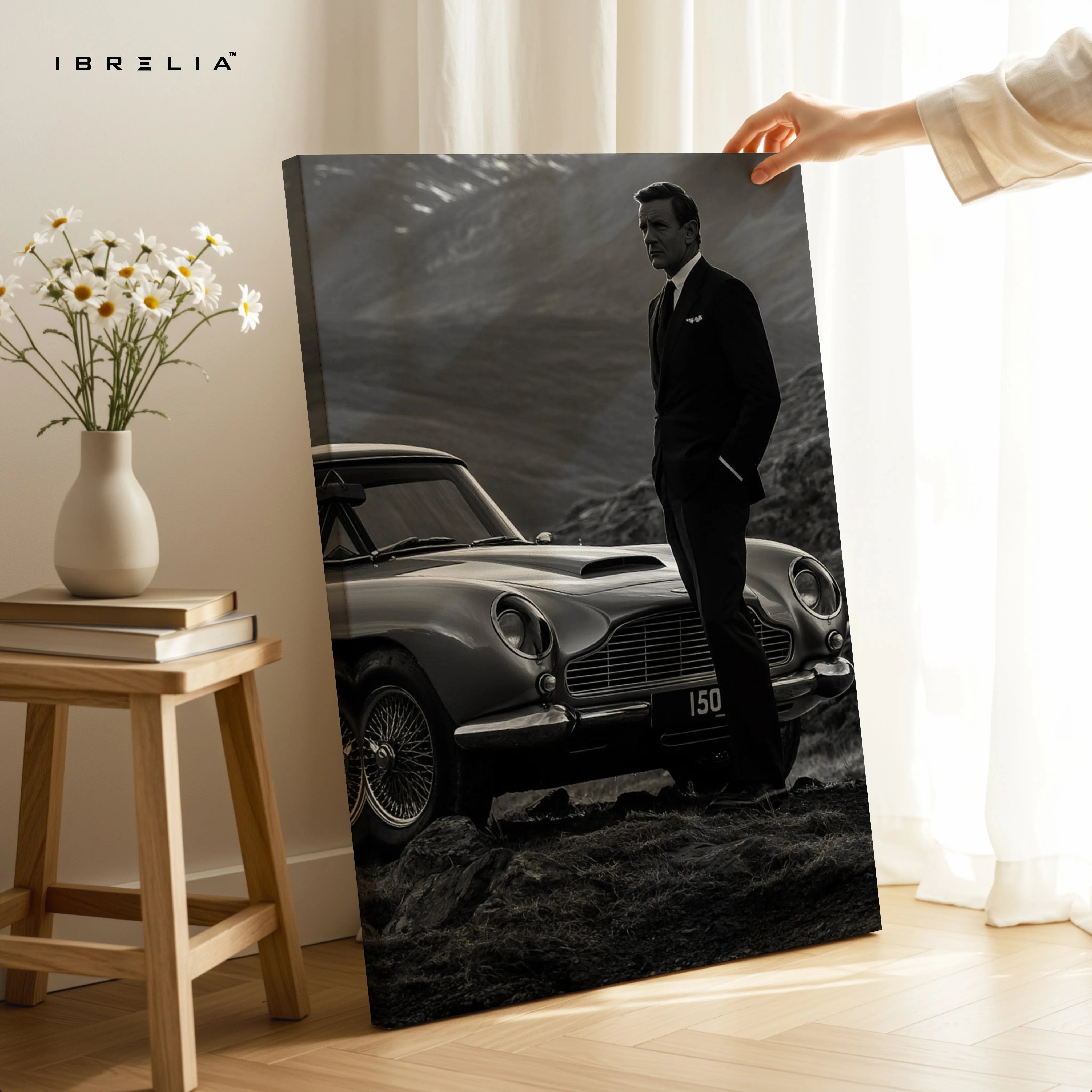 Classic Gentleman Noir with Vintage Sports Car – 4K Ultra Wrap Frame Wall Art in Pakistan | IBRELIA™ IBRELIA