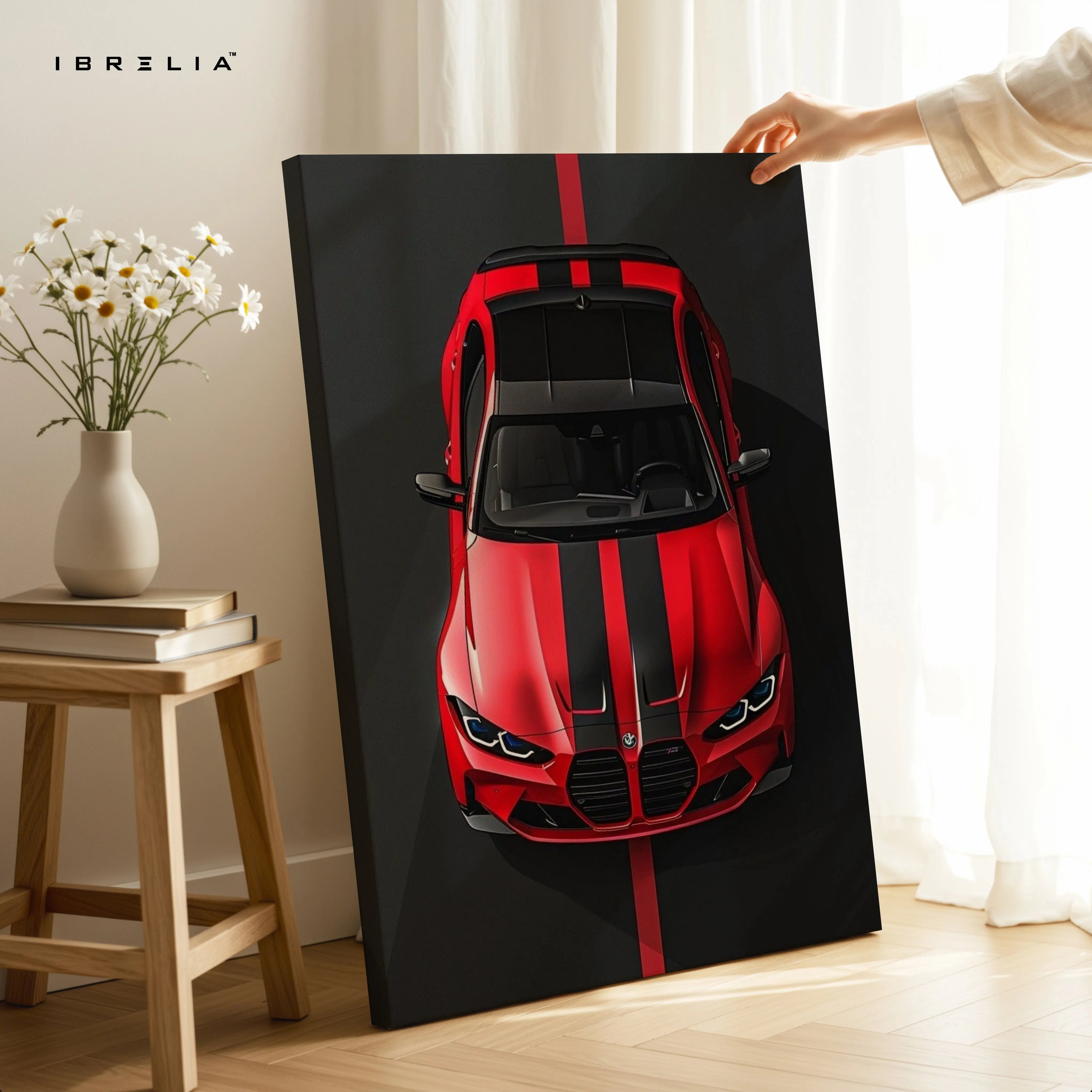 BMW Red Sport Top View – 4K Ultra Wrap Frame Wall Art | IBRELIA™ IBRELIA
