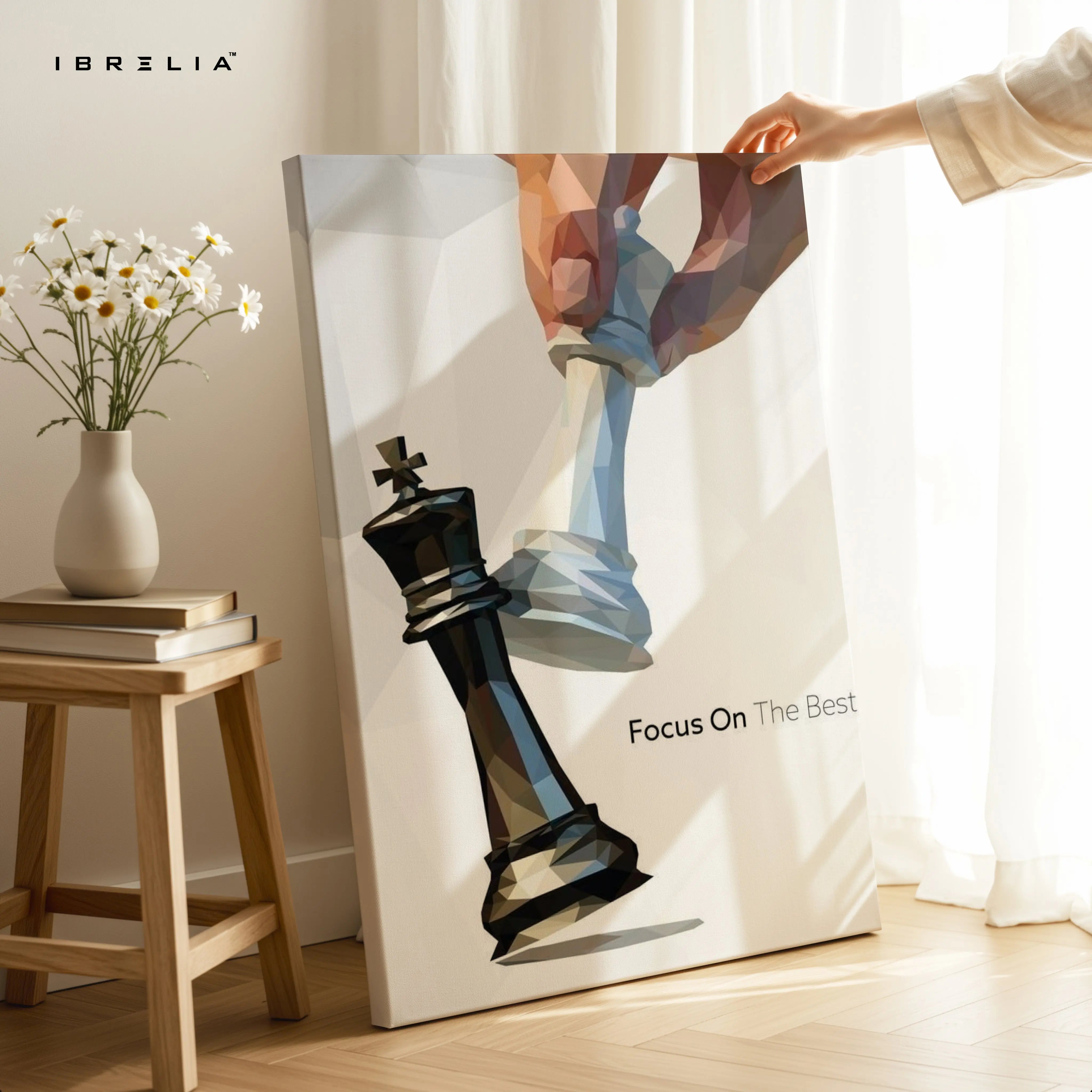 Focus on the Best – Strategic Chess Motivation Art | 4K Ultra Wrap Frame Wall Art in Pakistan | IBRELIA™ IBRELIA