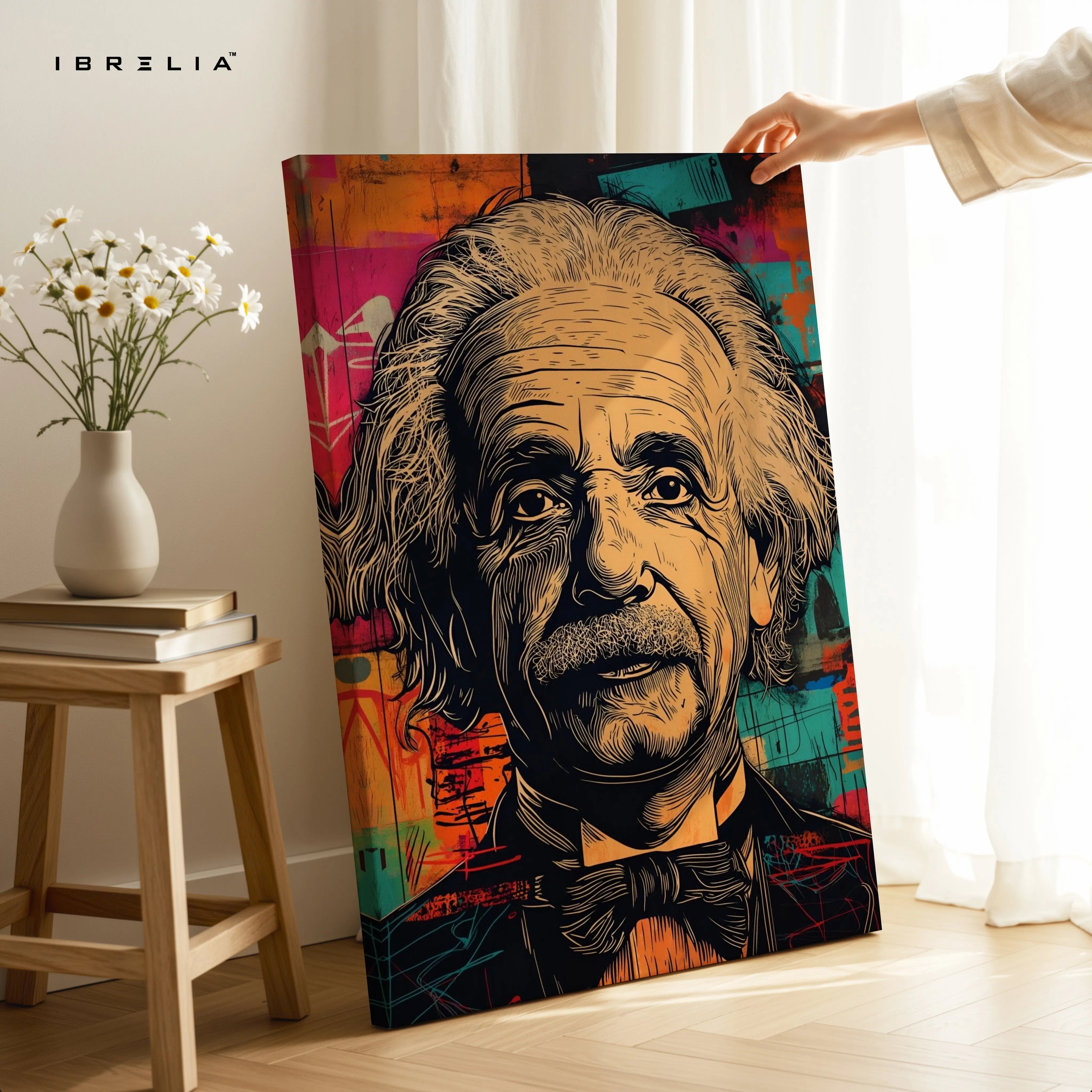 Albert Einstein Pop Art Portrait – 4K Ultra Wrap Frame Wall Art in