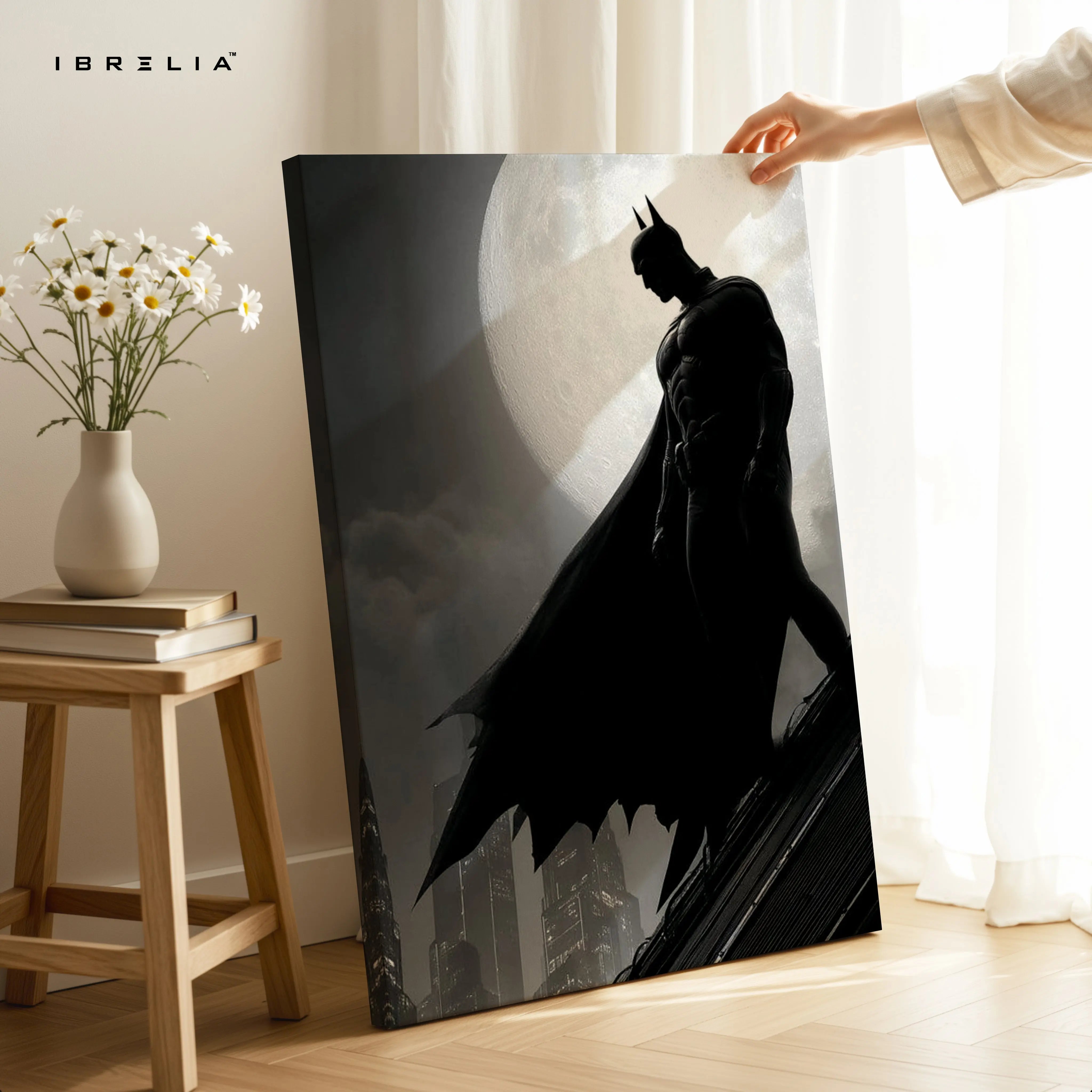 Dark Knight Vigil – Batman Moon Silhouette Art | 4K Ultra Wrap Frame Wall Art in Pakistan | IBRELIA™ IBRELIA