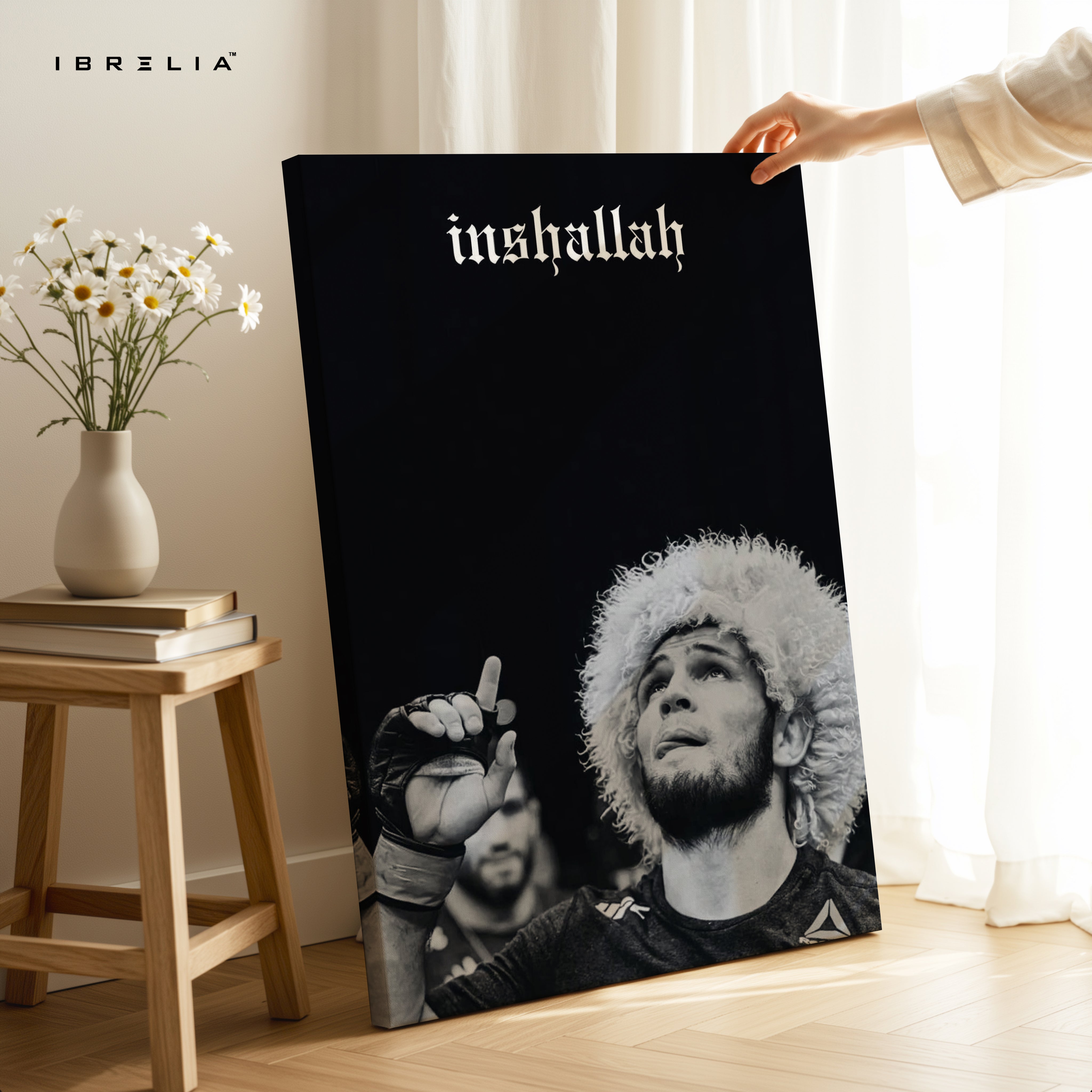 Inshallah Champion Moment – Khabib Nurmagomedov Tribute Art | 4K Ultra Wrap Frame Wall Art in Pakistan | IBRELIA™ IBRELIA