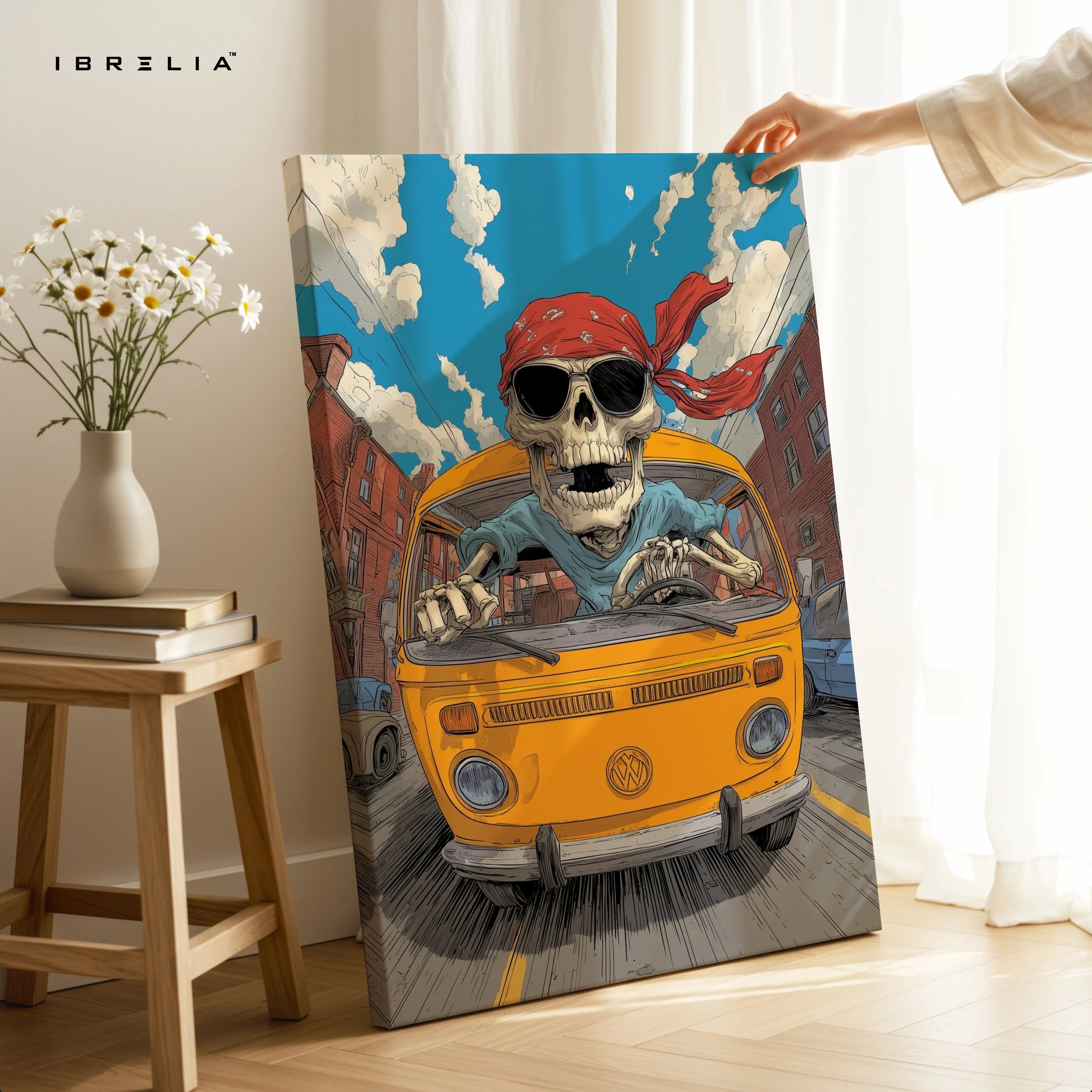 Skeleton Driver Van Art – 4K Ultra Wrap Frame Wall Art in Pakistan | IBRELIA™ IBRELIA