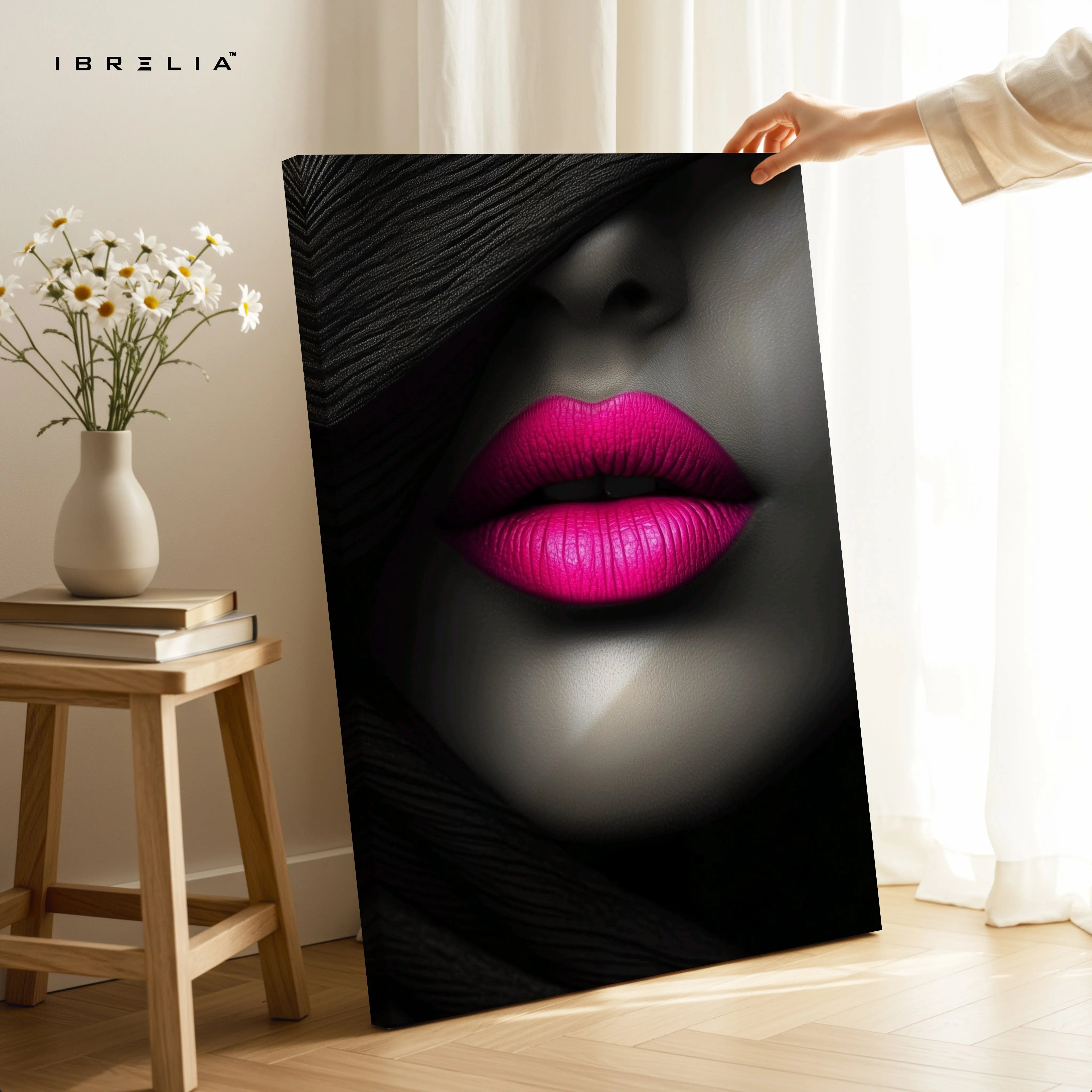 Midnight Pink Lips Art – 4K Ultra Wrap Frame Wall Art in Pakistan | IBRELIA™ IBRELIA