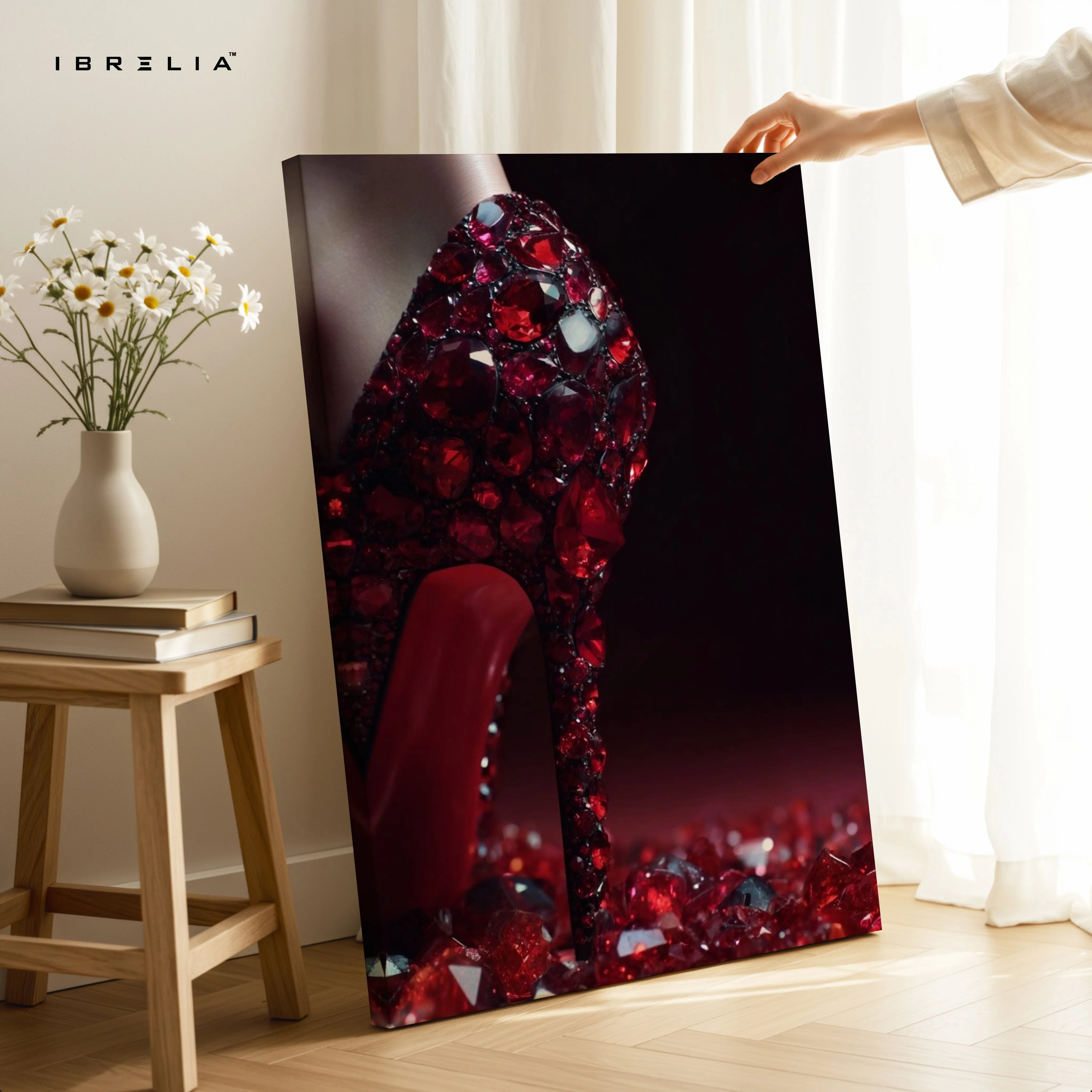 Red Crystal Stiletto Luxury Art – 4K Ultra Wrap Frame Wall Art in Pakistan | IBRELIA™ IBRELIA