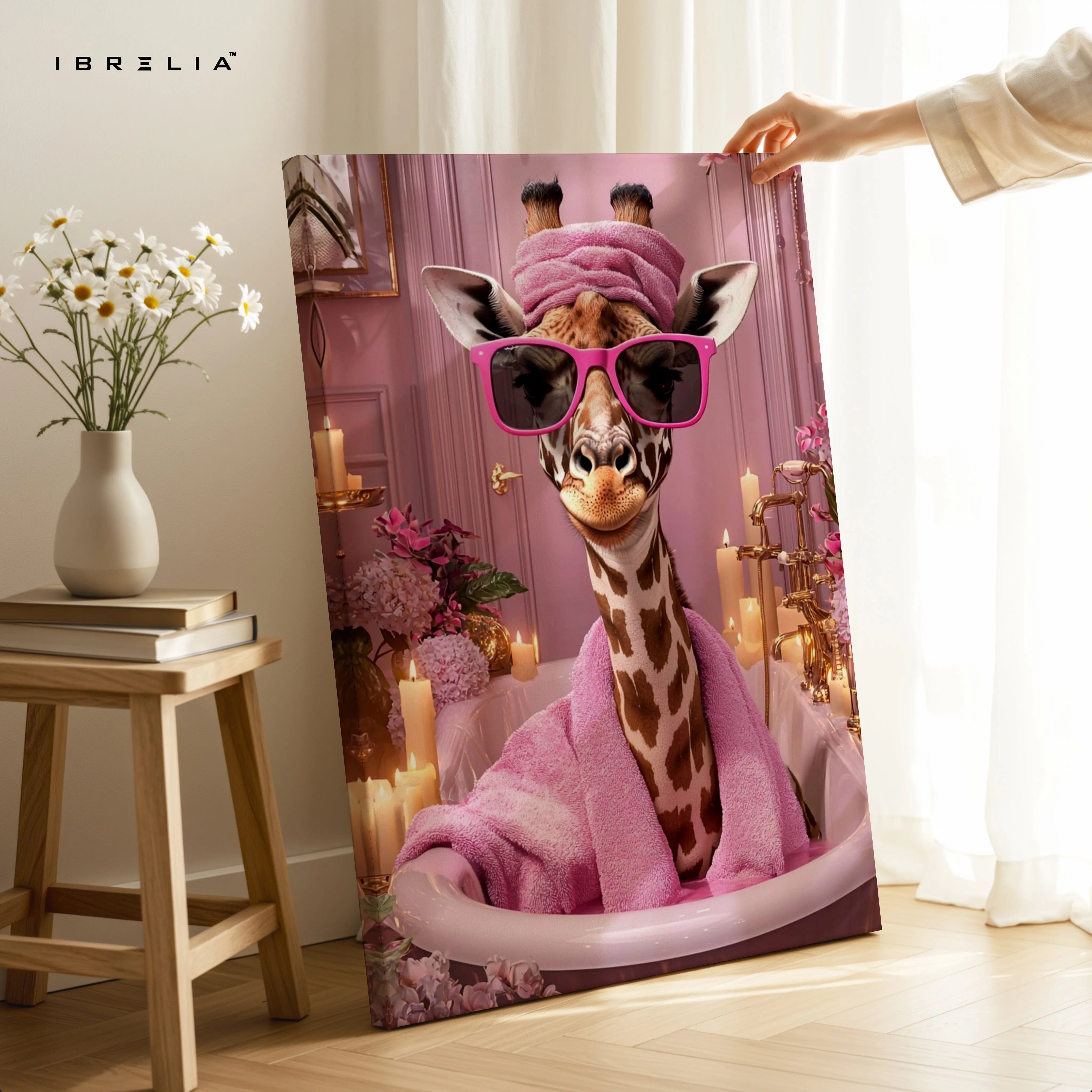 Self-Care Giraffe Art – 4K Ultra Wrap Frame Wall Art in Pakistan | IBRELIA™ IBRELIA