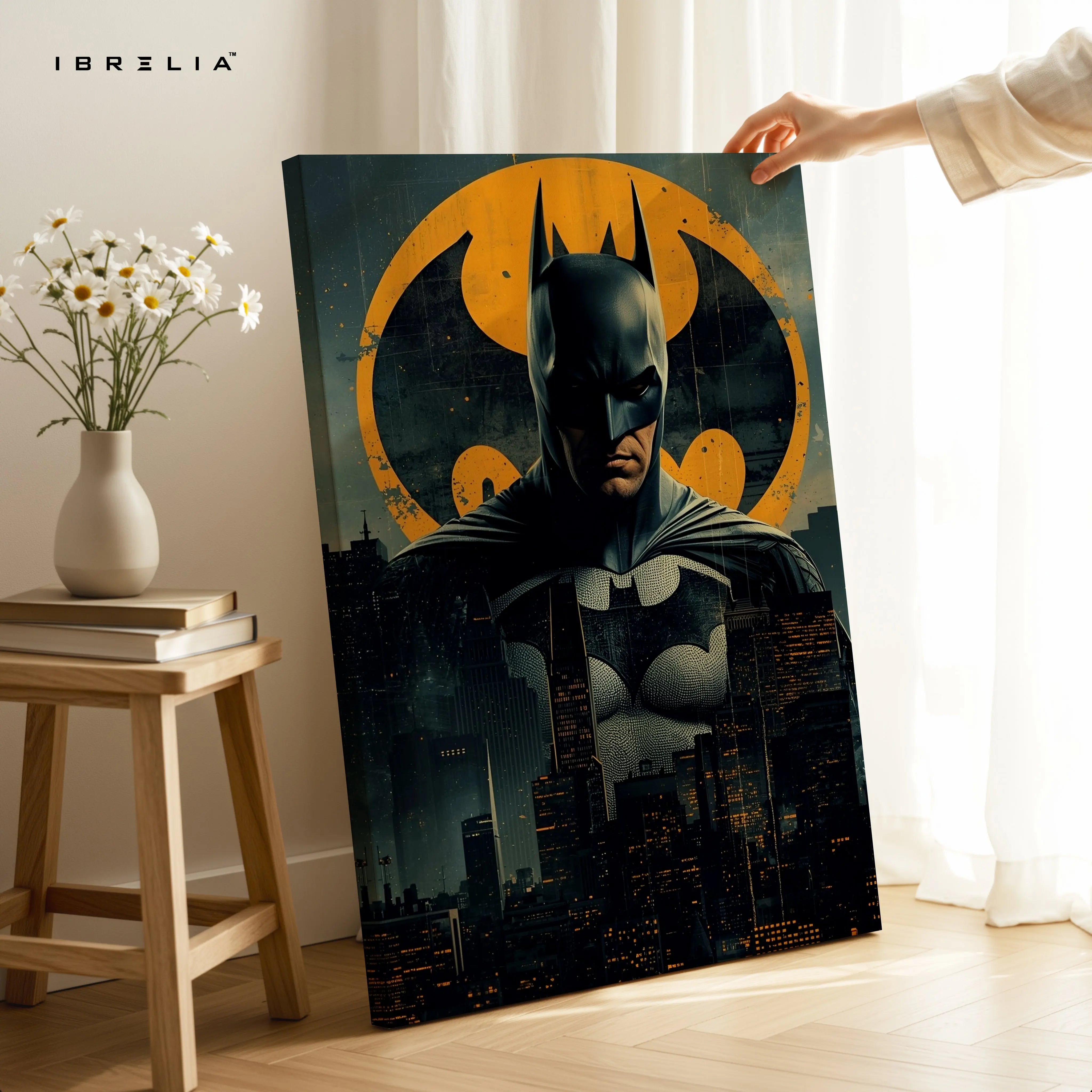 Dark Knight Vigilante – Gotham Noir Superhero Wall Art | 4K Ultra Wrap Frame Wall Art in Pakistan | IBRELIA™ IBRELIA