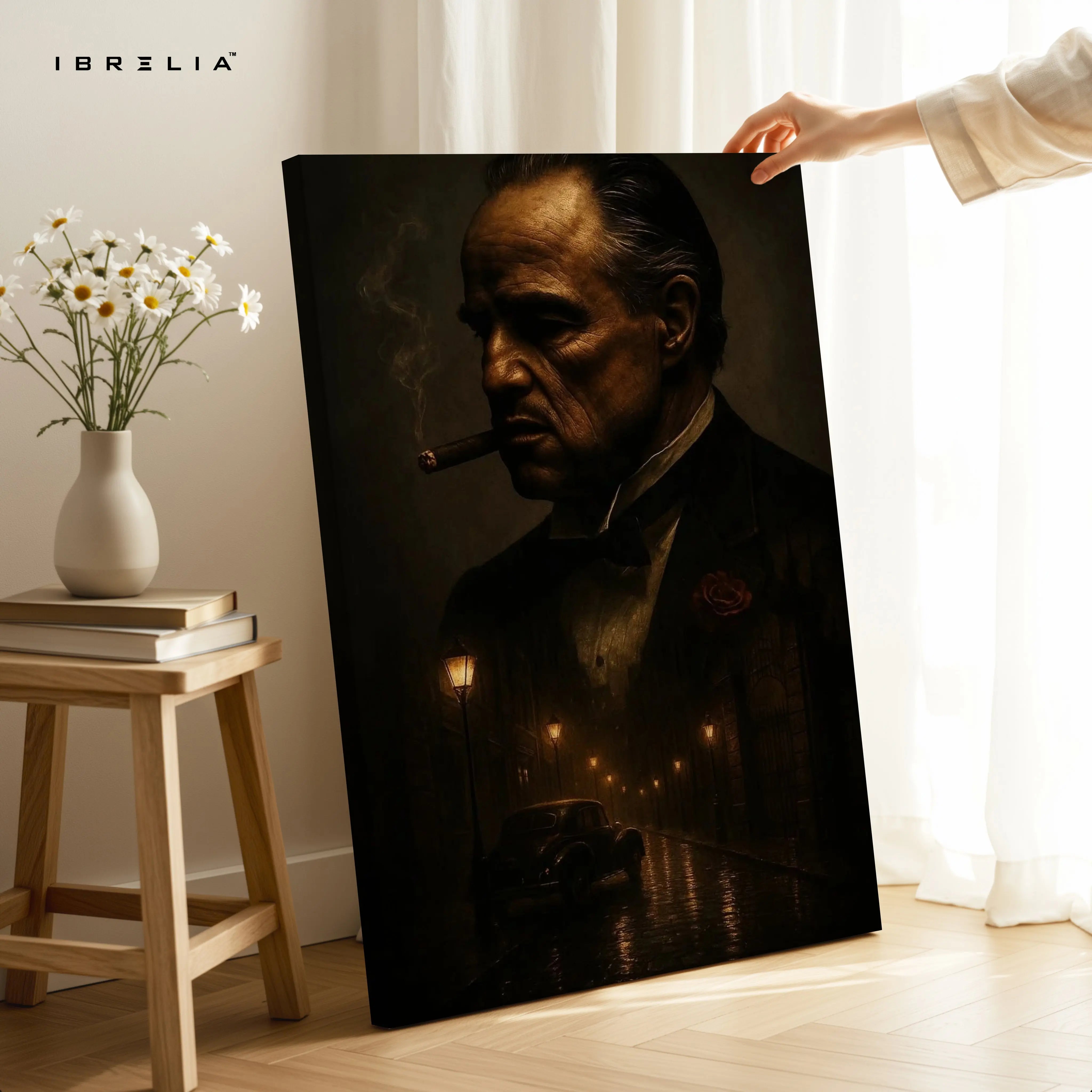 The Godfather Dark Portrait Noir Art – 4K Ultra Wrap Frame Wall Art in Pakistan | IBRELIA™ IBRELIA