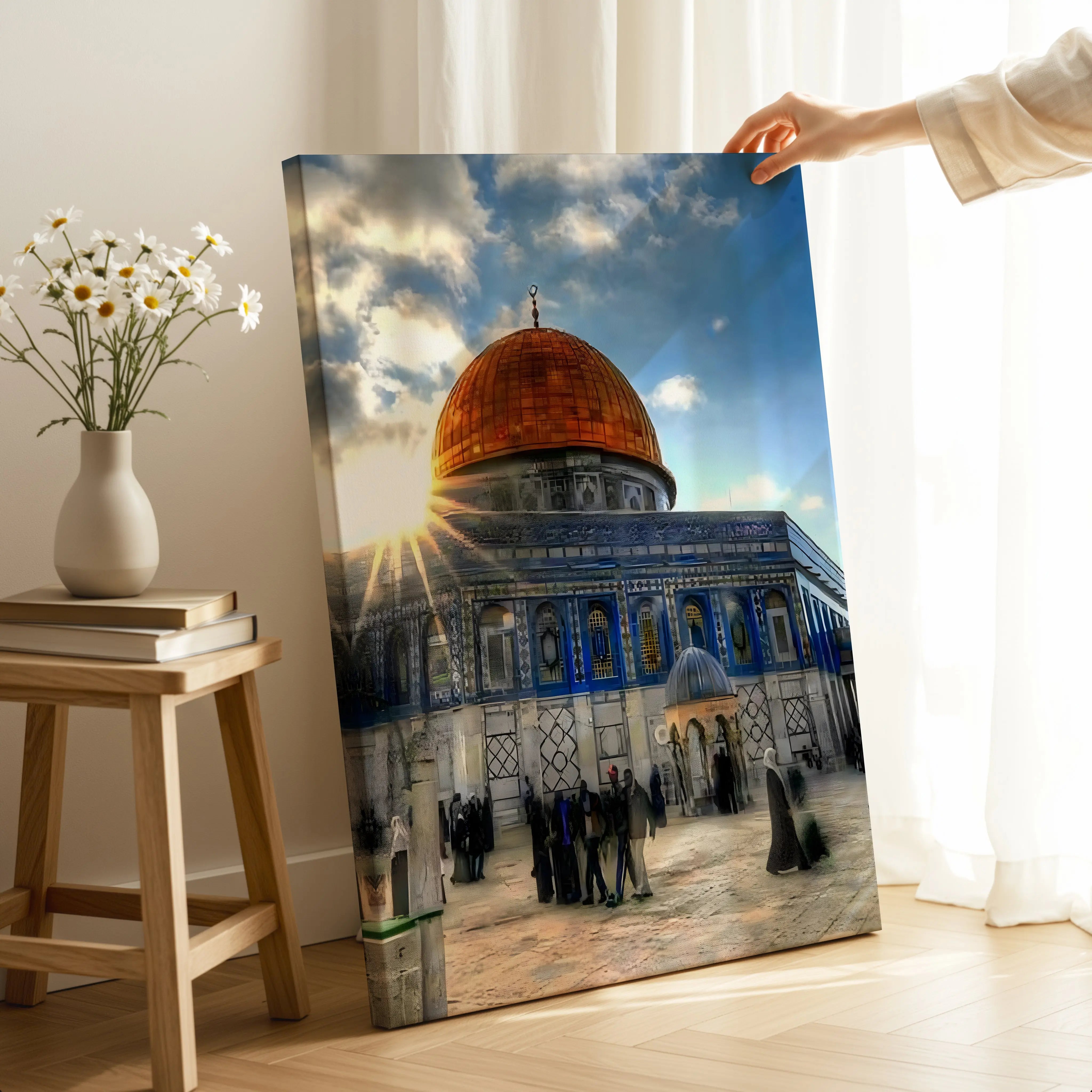 Dome of the Rock Sunrise Glory Art – Jerusalem Islamic Architecture Wall Art | 4K Ultra Wrap Frame Wall Art in Pakistan | IBRELIA™ IBRELIA