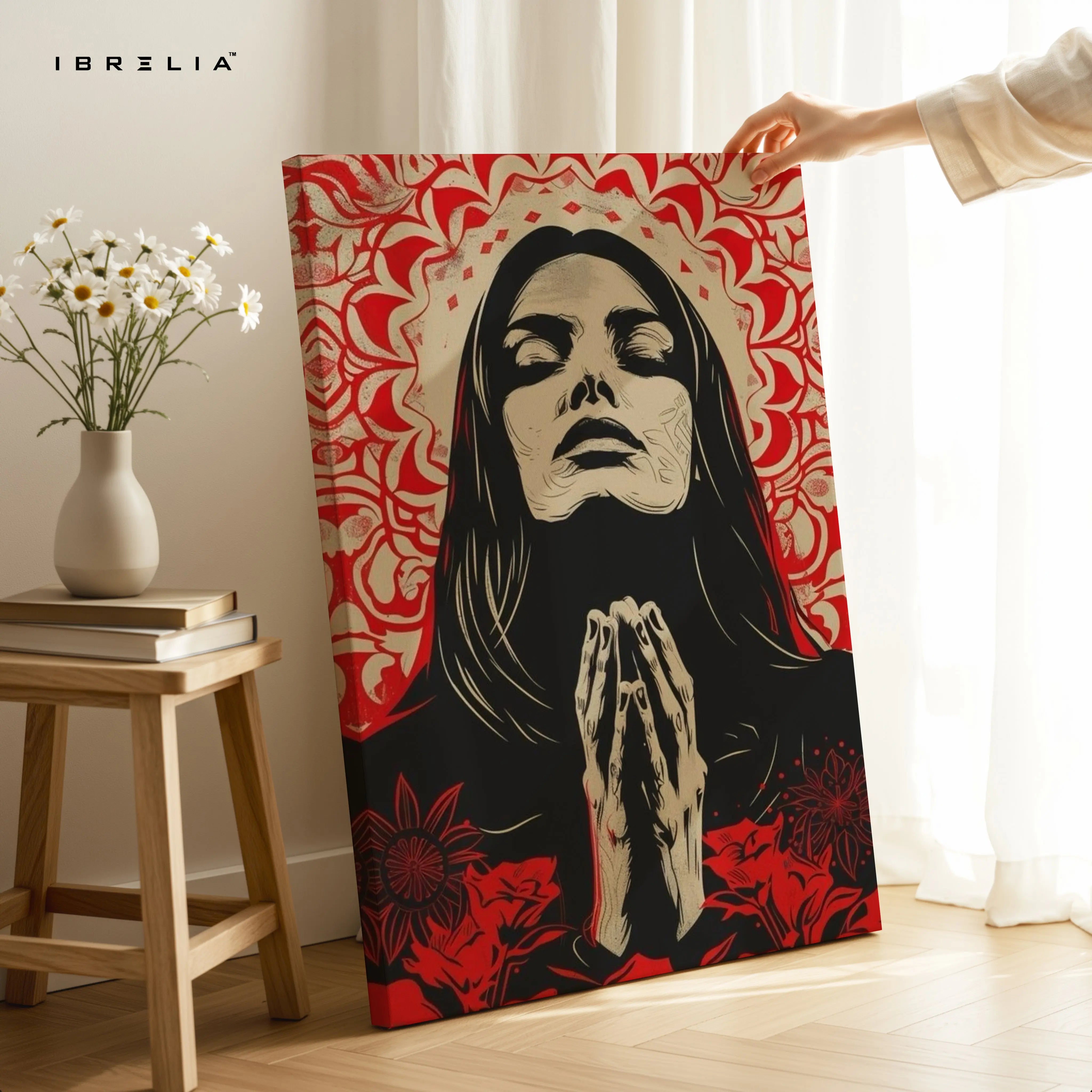 Sacred Prayer Woman Art – 4K Ultra Wrap Frame Wall Art in Pakistan | IBRELIA™ IBRELIA