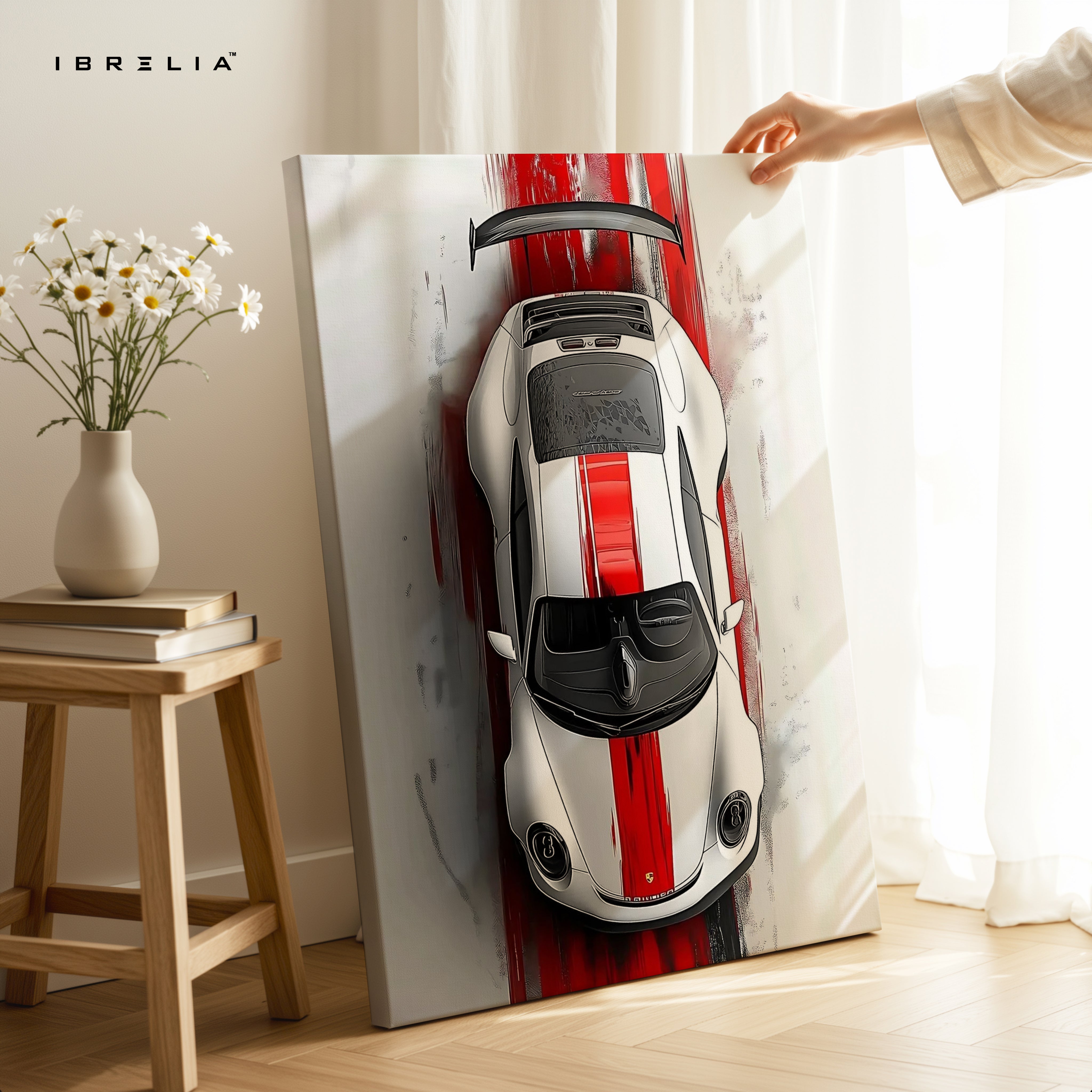 Precision Velocity – Top View Supercar Racing Art | 4K Ultra Wrap Frame Wall Art in Pakistan | IBRELIA™ IBRELIA