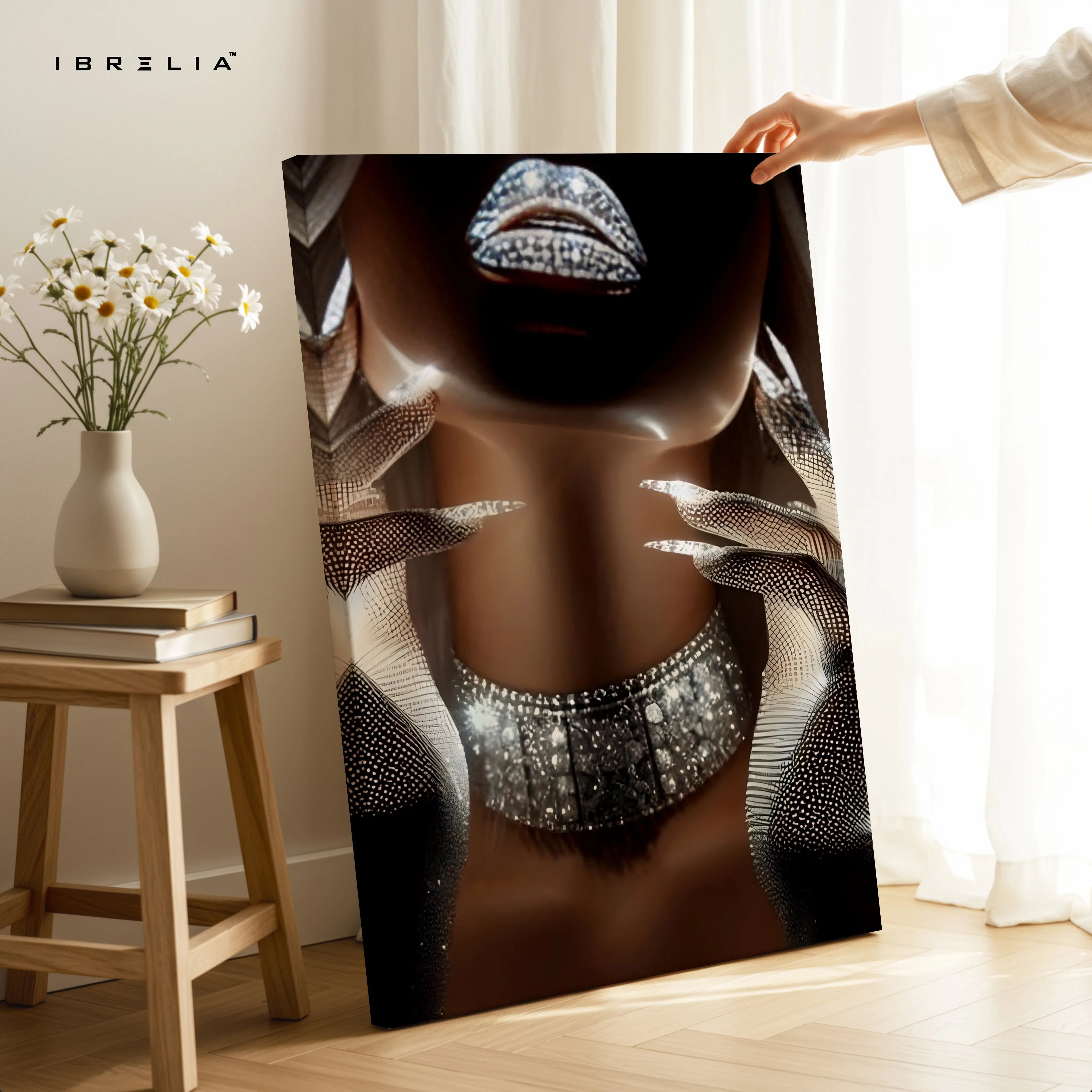 Velvet Noir Elegance – Abstract Feminine Luxury Art | 4K Ultra Wrap Frame Wall Art in Pakistan | IBRELIA™ IBRELIA