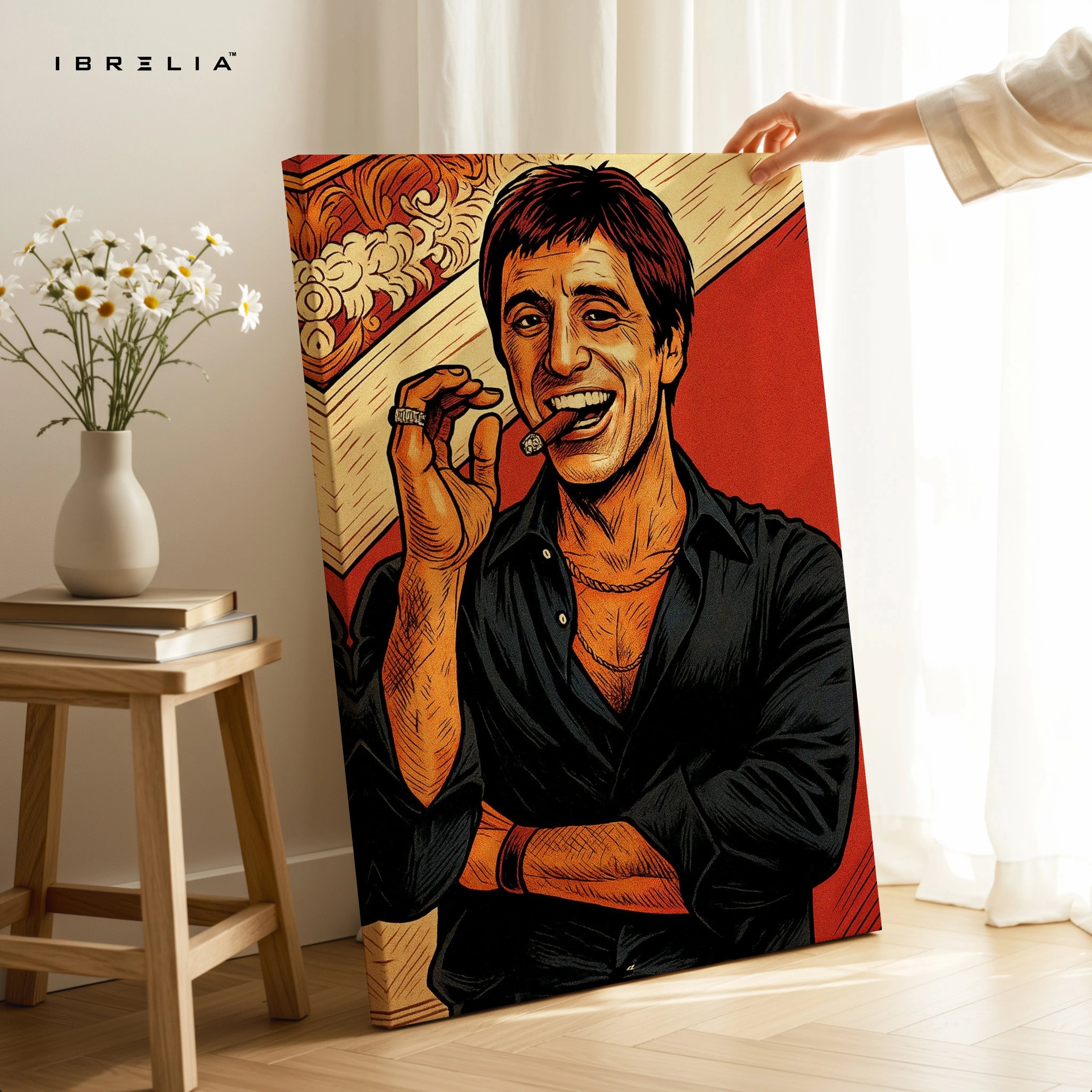 Tony Montana Scarface Wall Art – Iconic Mafia Portrait Canvas Frame | Vintage Crime Movie Poster Pakistan | IBRELIA™ IBRELIA
