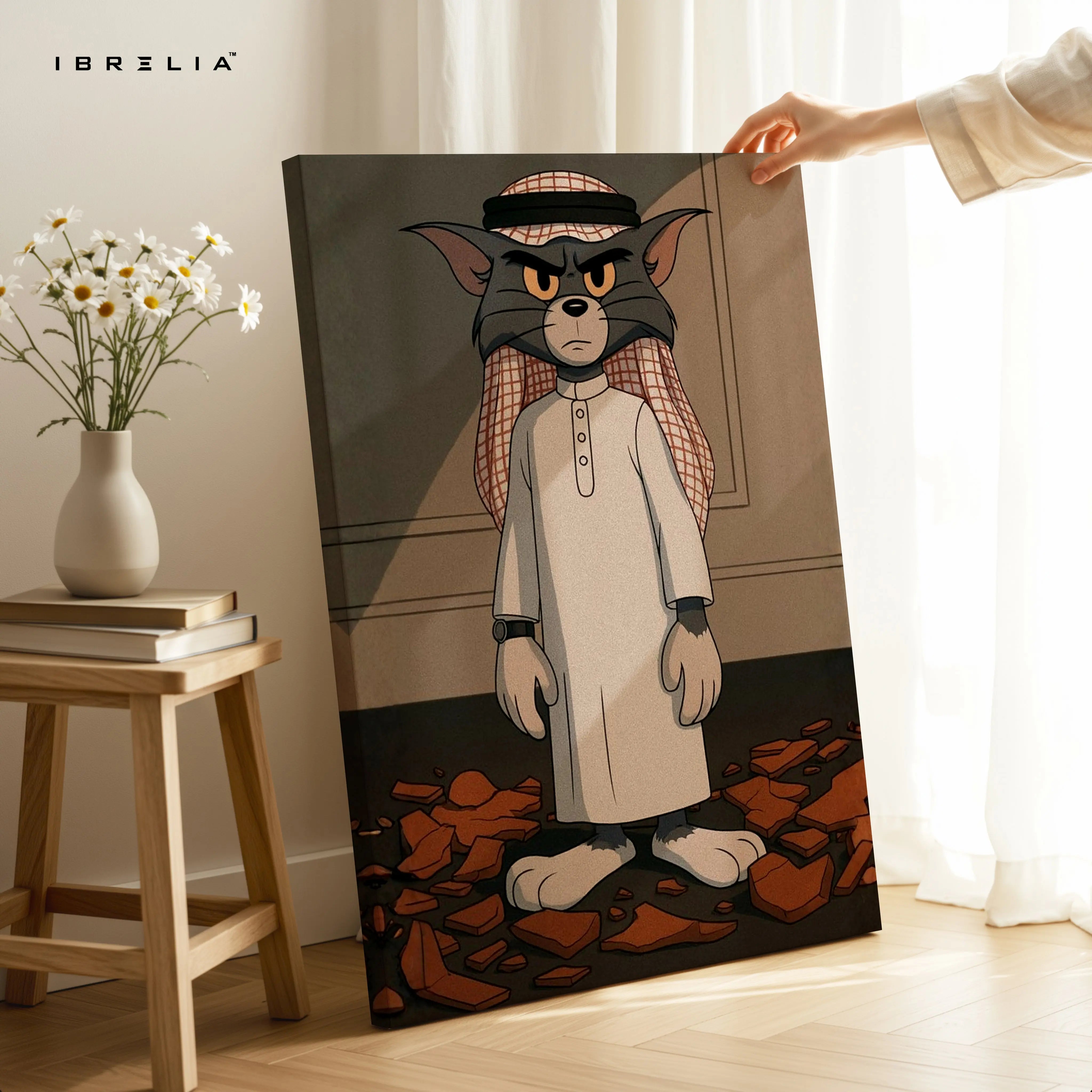 Desert Resolve Tom – Cultural Cartoon Character Art | 4K Ultra Wrap Frame Wall Art in Pakistan | IBRELIA™ IBRELIA