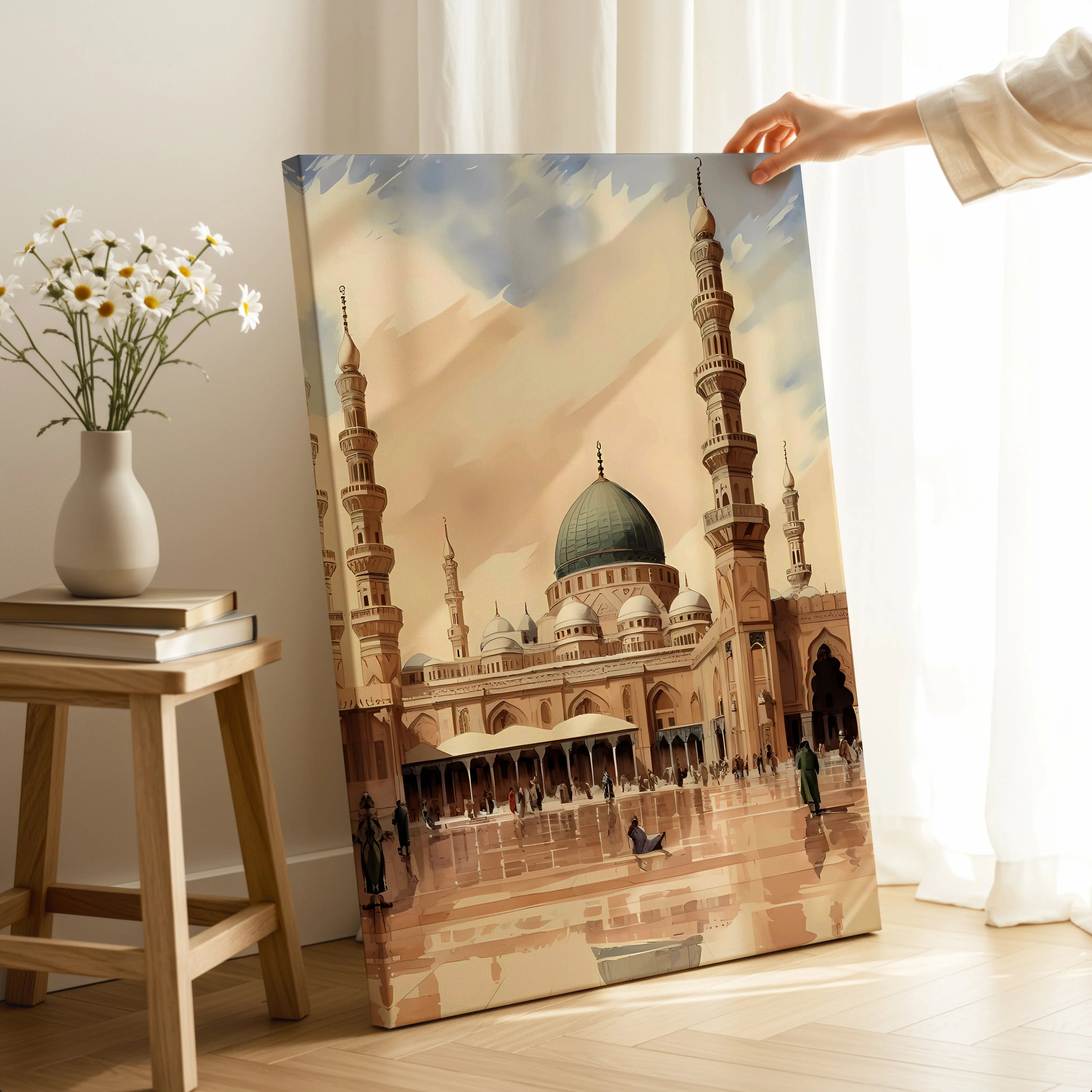 Masjid e Nabawi Courtyard Art – Madinah Serenity | 4K Ultra Wrap Frame Wall Art in Pakistan | IBRELIA™ IBRELIA