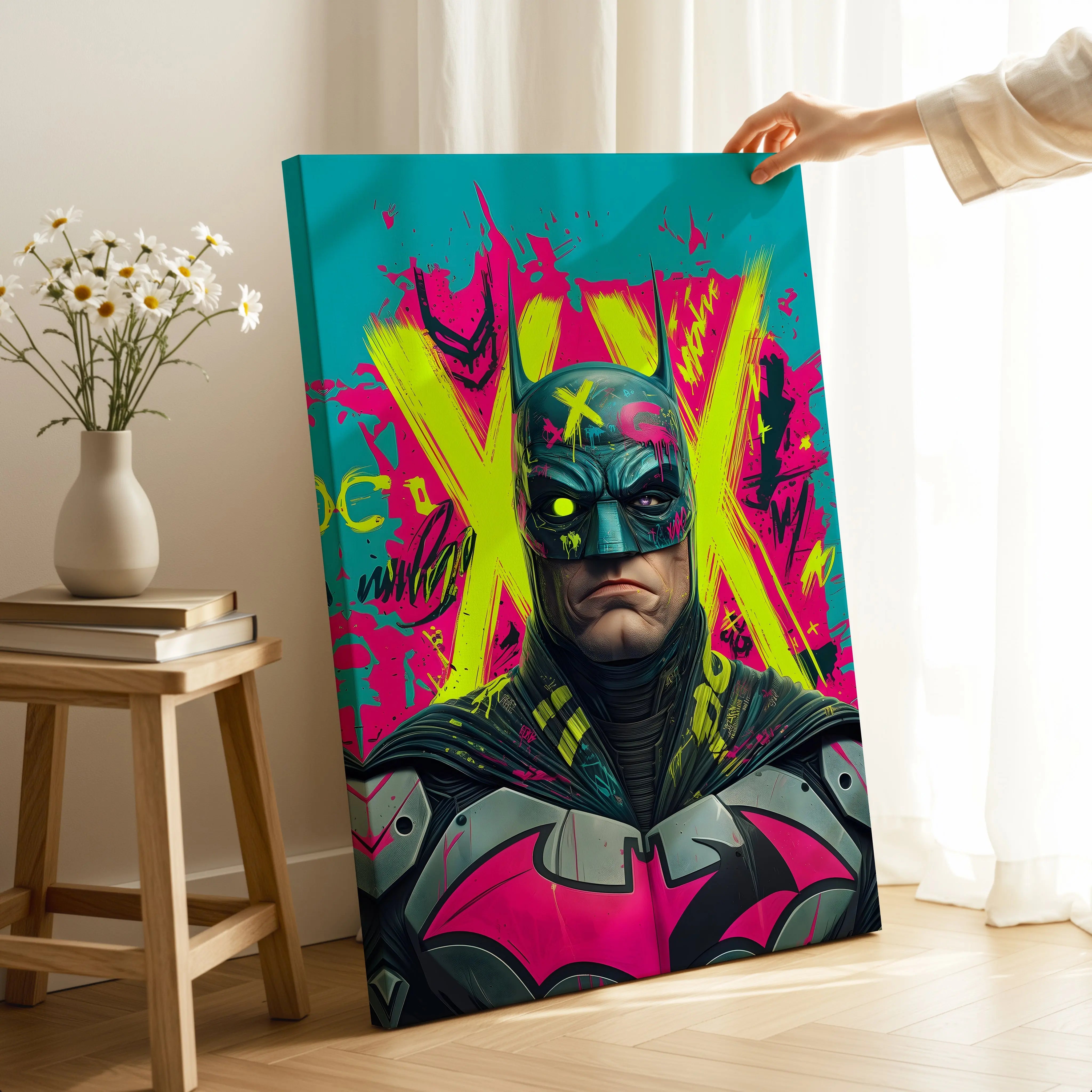 Batman Graffiti Neon Pop Art – 4K Ultra Wrap Frame Wall Art in Pakistan | IBRELIA™ IBRELIA