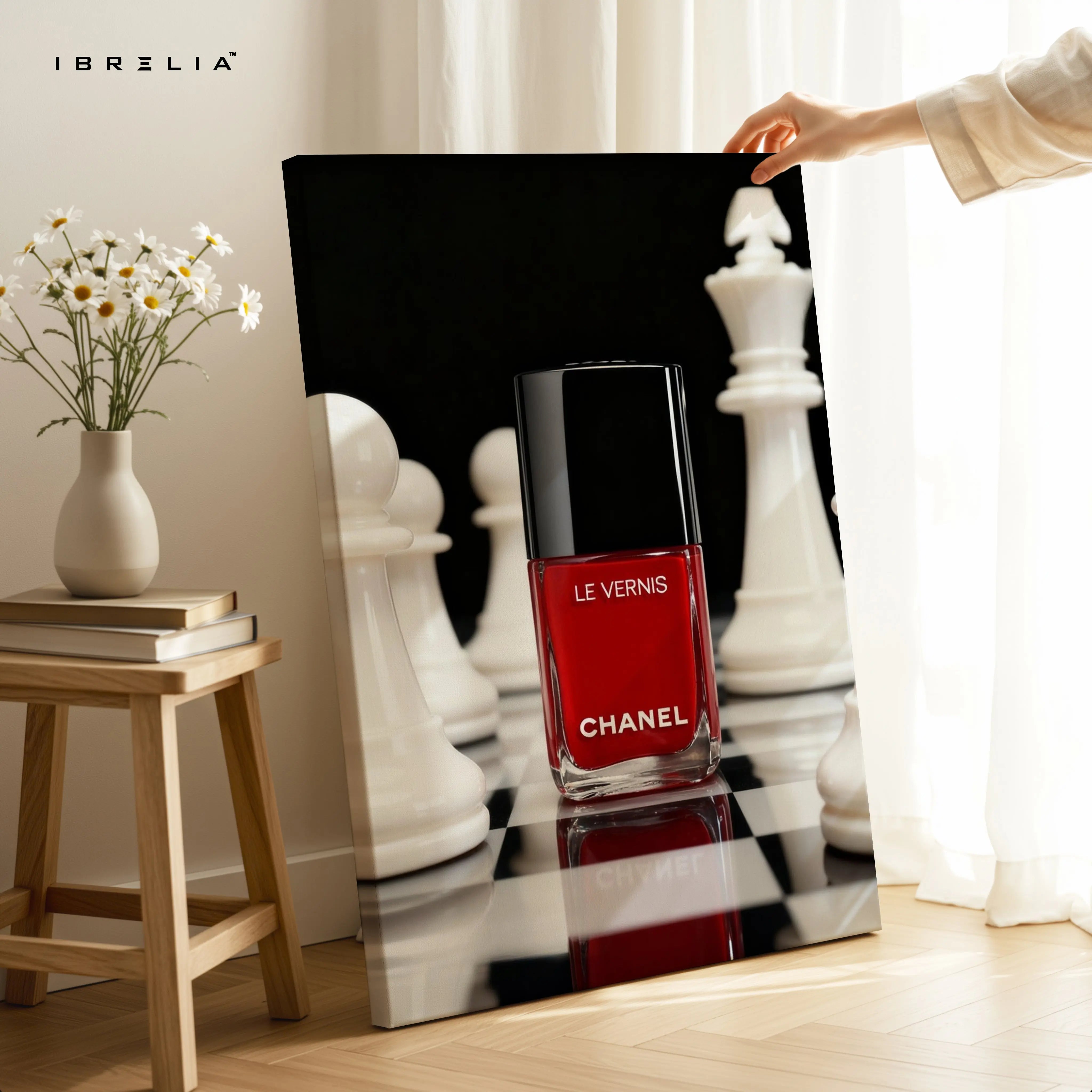 Red Nail Polish Power Chess Art – 4K Ultra Wrap Frame Wall Art in Pakistan | IBRELIA™ IBRELIA