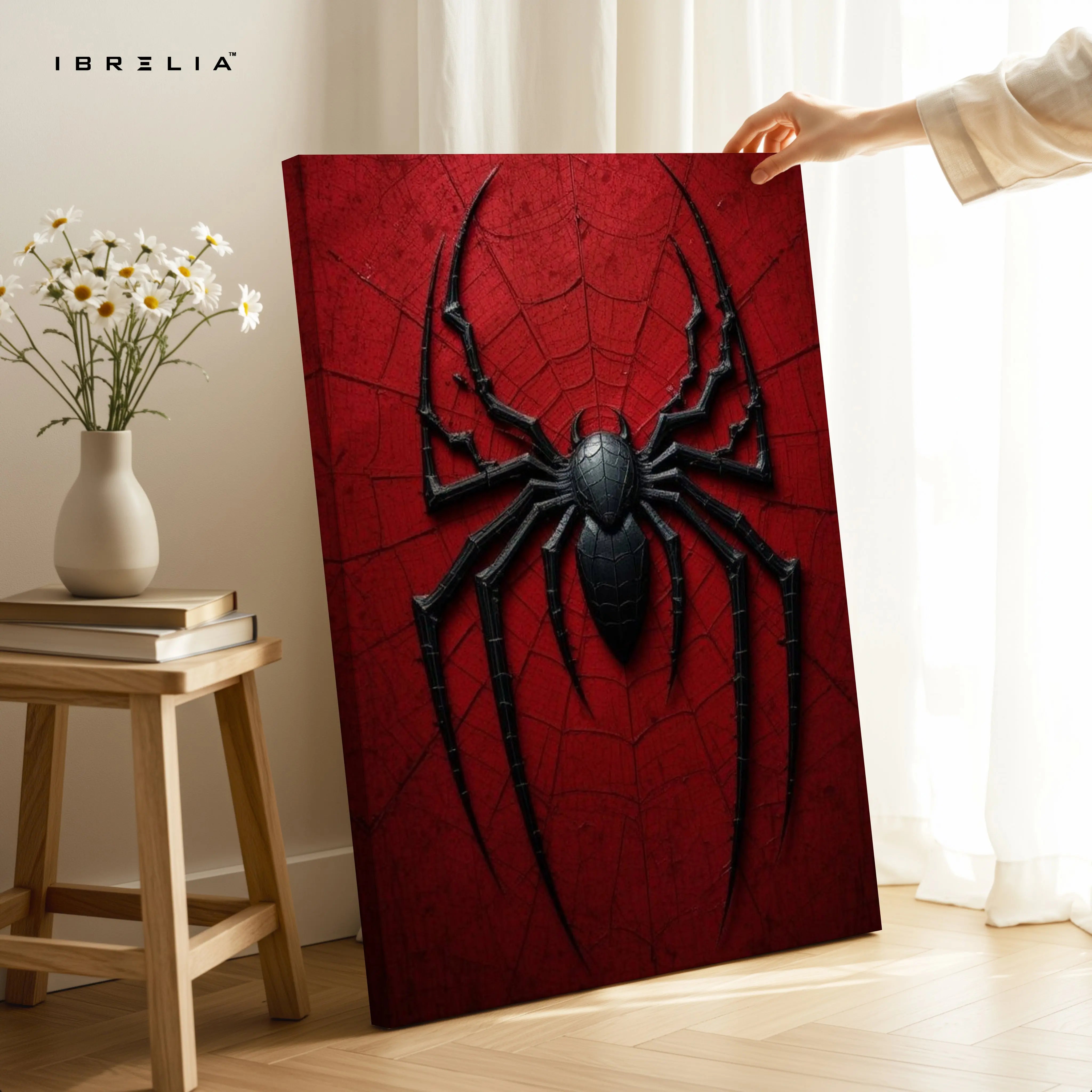 Crimson Arachnid Emblem Art – 4K Ultra Wrap Frame Wall Art in Pakistan | IBRELIA™ IBRELIA