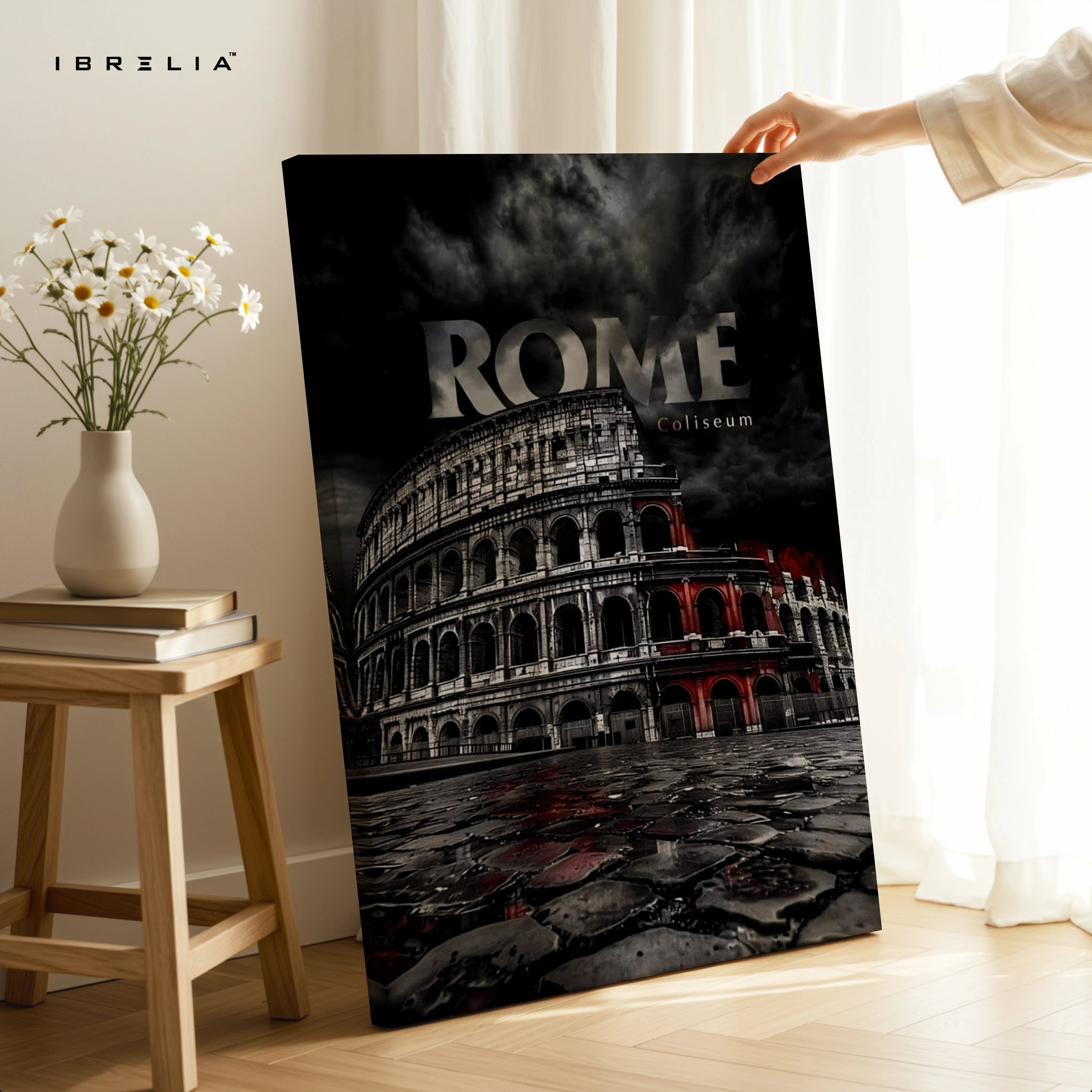 Rome Colosseum Noir Art – Dark Cinematic Cityscape Wall Art | 4K Ultra Wrap Frame Wall Art in Pakistan | IBRELIA™ IBRELIA
