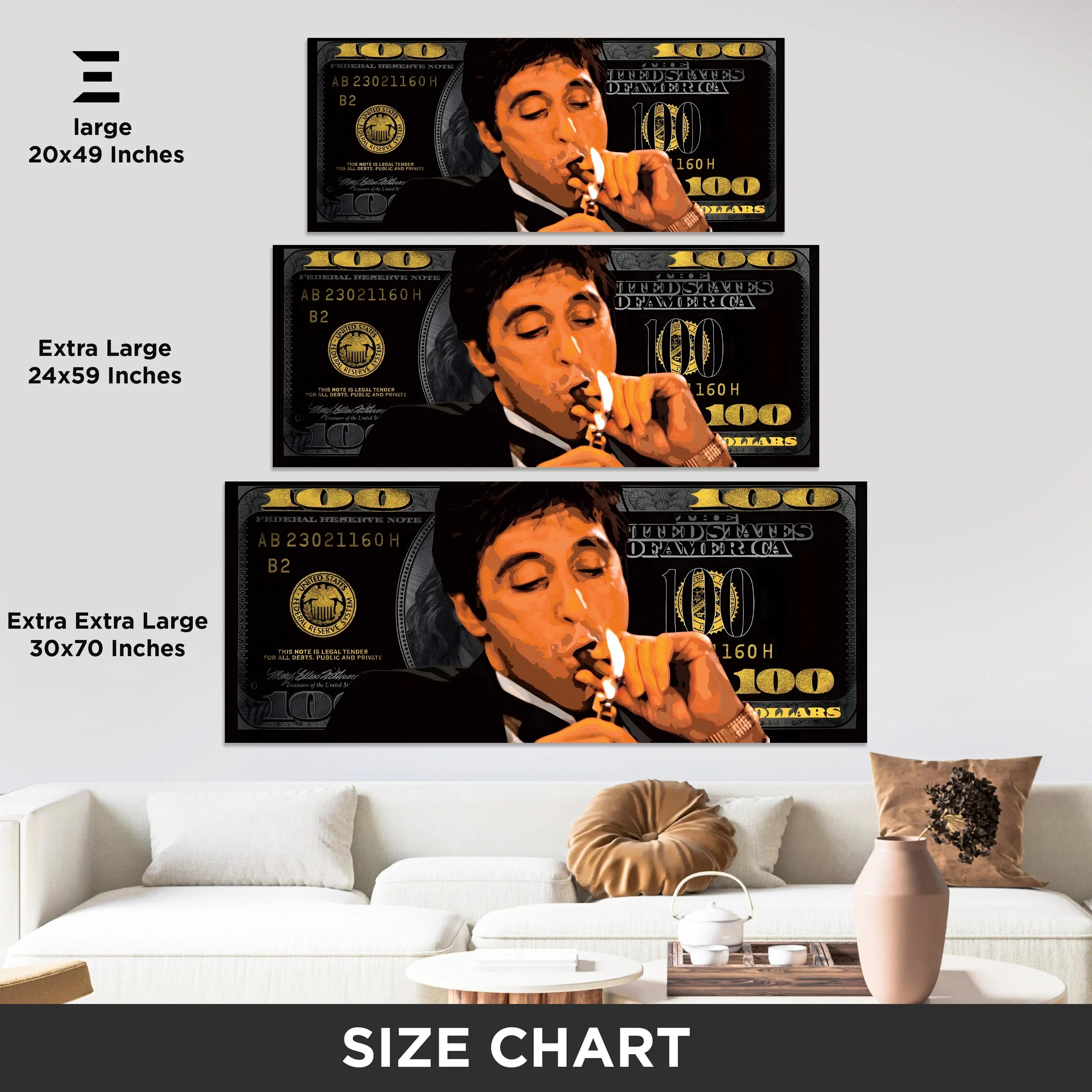 Ultra Wide Wall Art – Scarface Money Flame Edition | IBRELIA™ IBRELIA