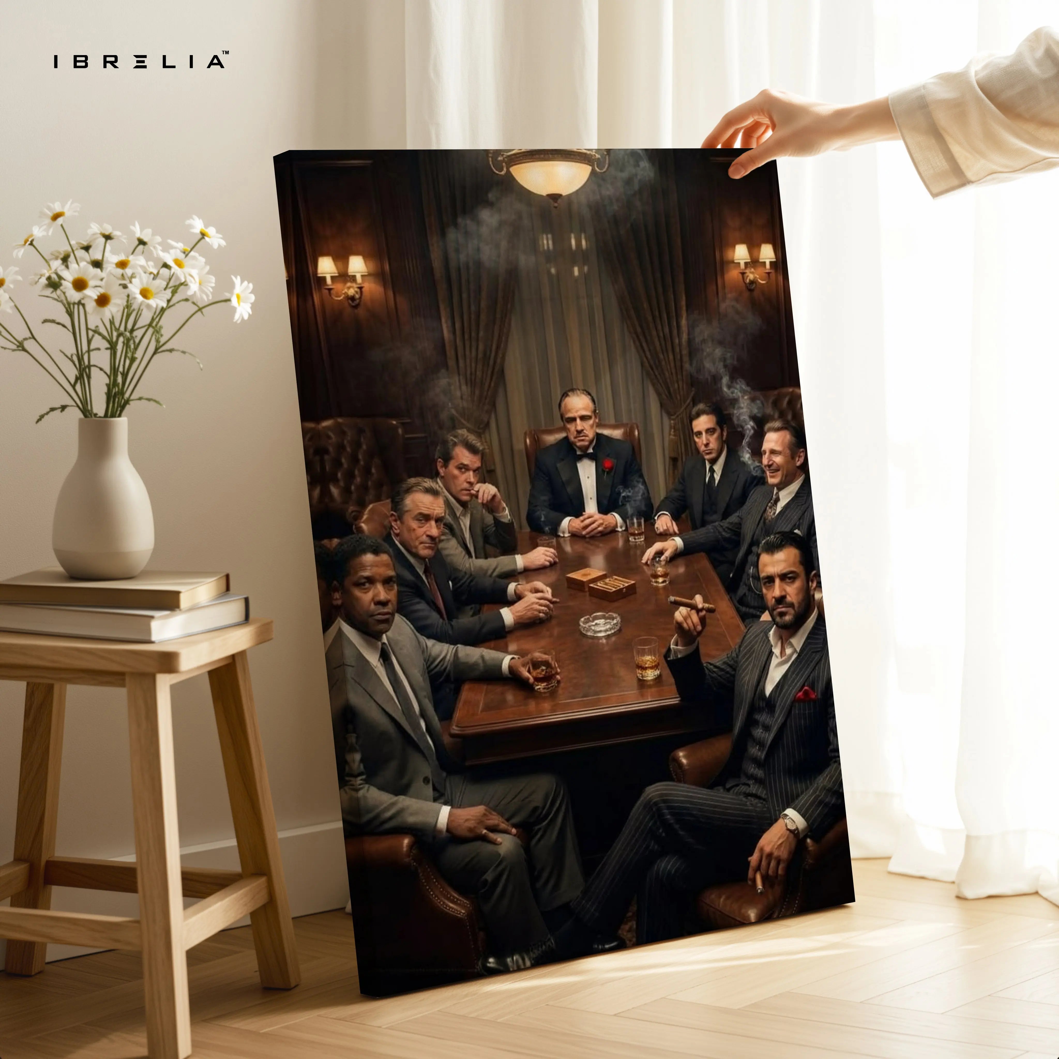Godfather Mafia Meeting Wall Art – Vintage Crime Family Canvas Frame | Luxury Movie Scene Poster Pakistan | IBRELIA™ IBRELIA