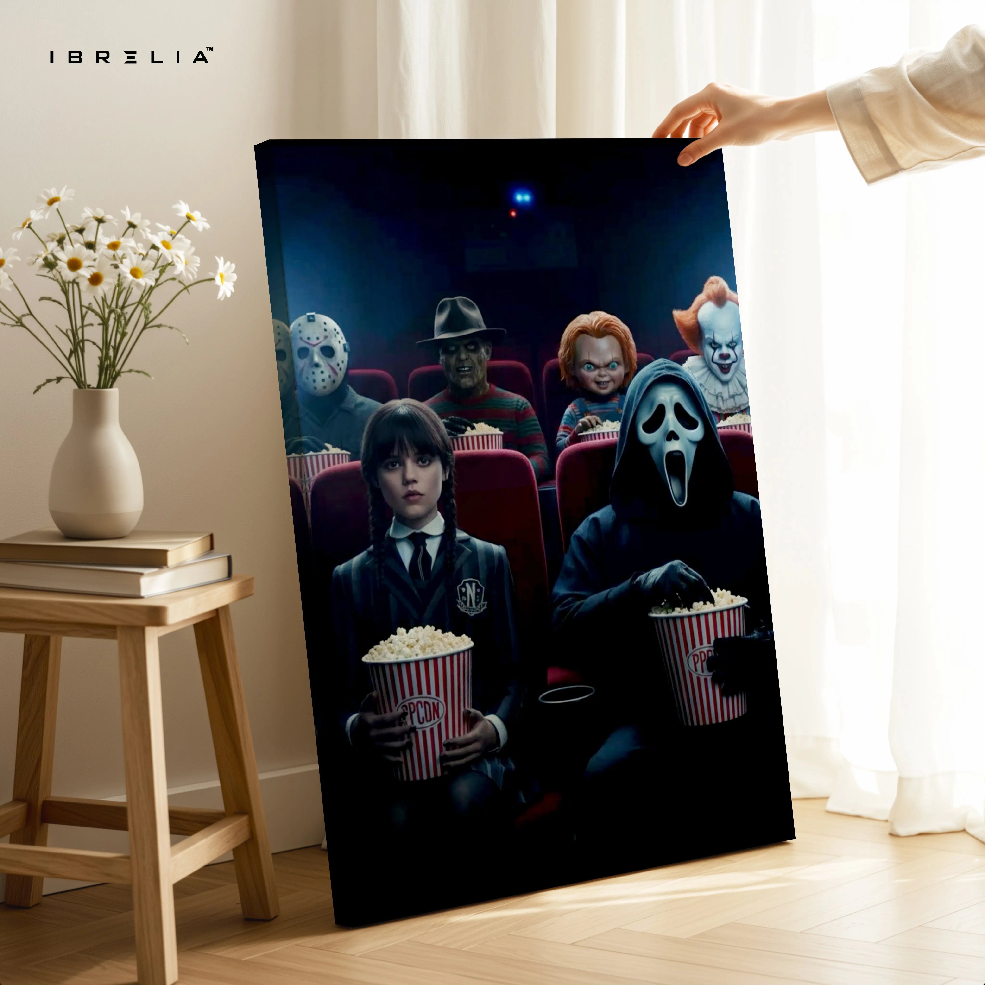 Horror Movie Icons Cinema Wall Art – Ghostface Pennywise Freddy Canvas Frame | Dark Pop Culture Poster Pakistan | IBRELIA™ IBRELIA