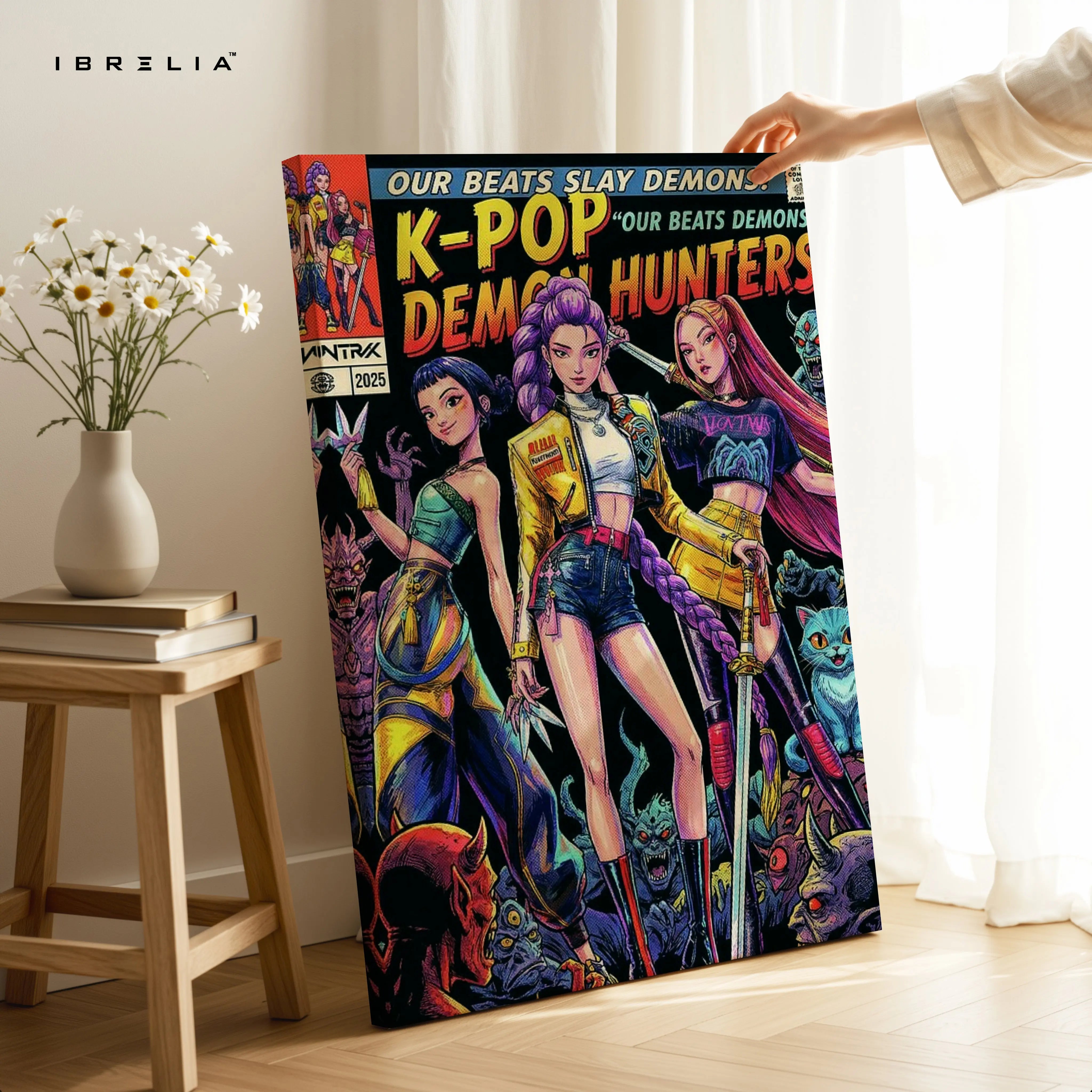 KPOP Demon Hunters Squad Wall Art – Anime Girl Power Canvas Frame | Pop Culture Poster Pakistan | IBRELIA™ IBRELIA