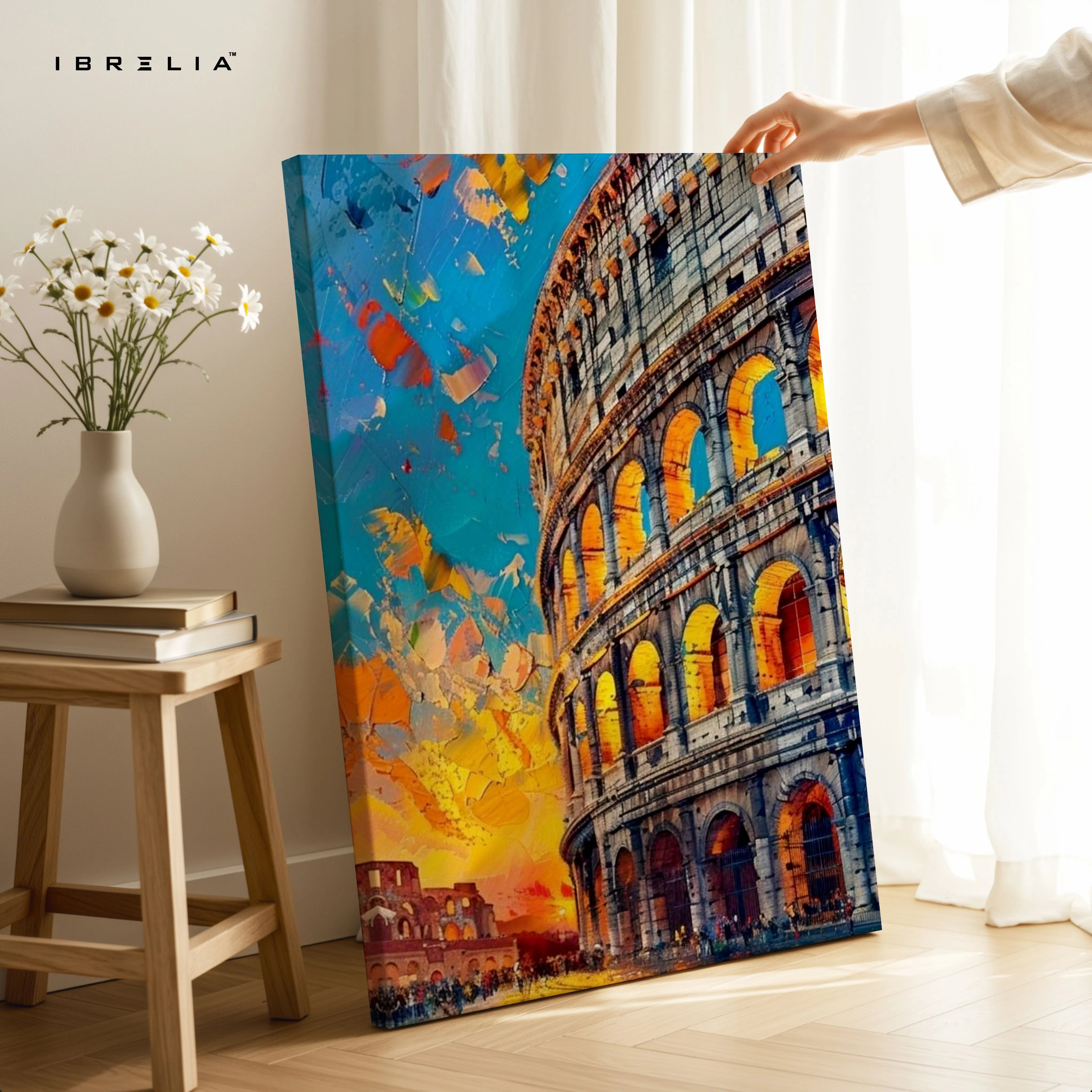 Colosseum Artistic Wall Art – Rome Architecture Canvas Frame | Color Splash Landmark Poster Pakistan | IBRELIA™ IBRELIA