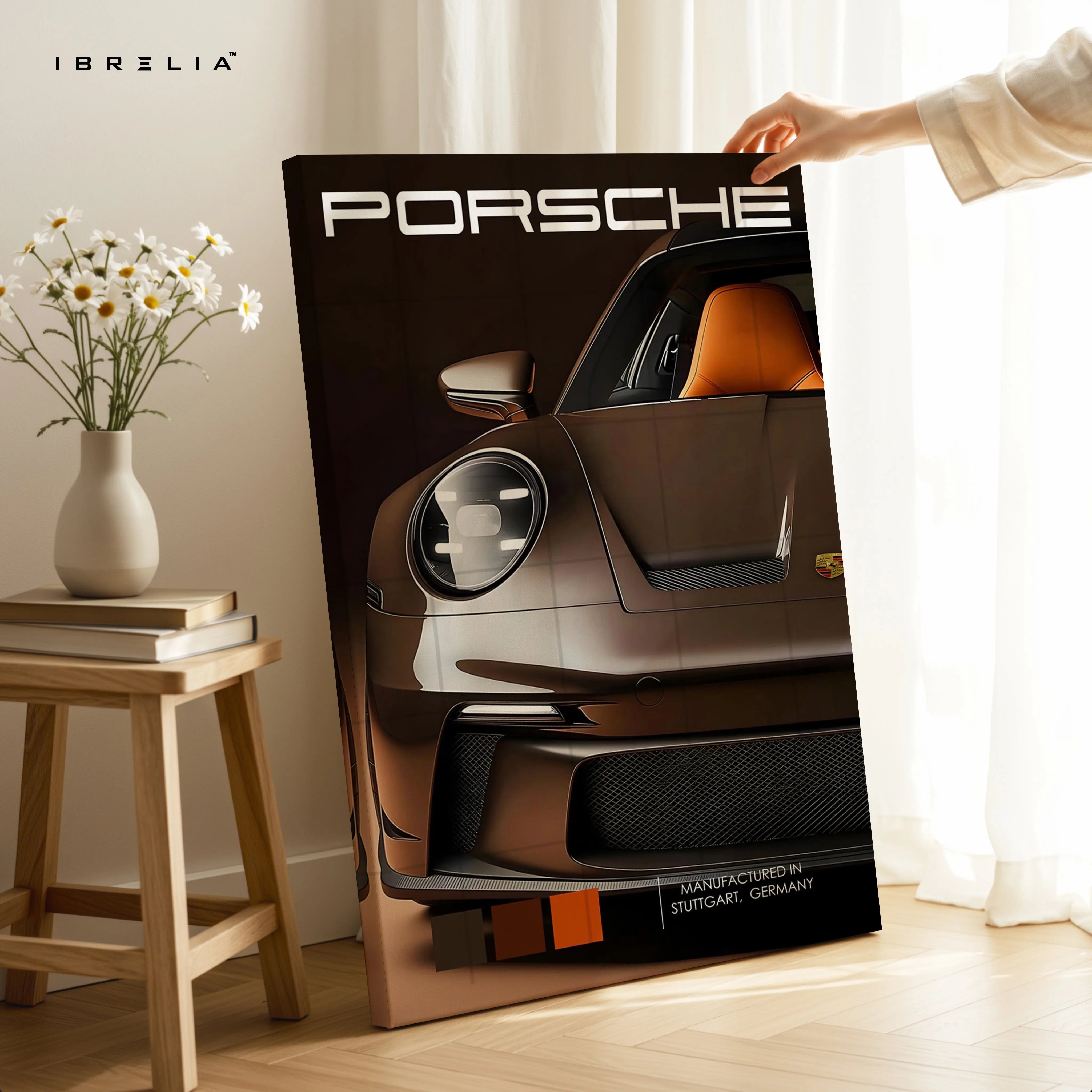 Porsche GT3 Elegance Art – Luxury Supercar Front Detail Wall Art | 4K Ultra Wrap Frame Wall Art in Pakistan | IBRELIA™ IBRELIA